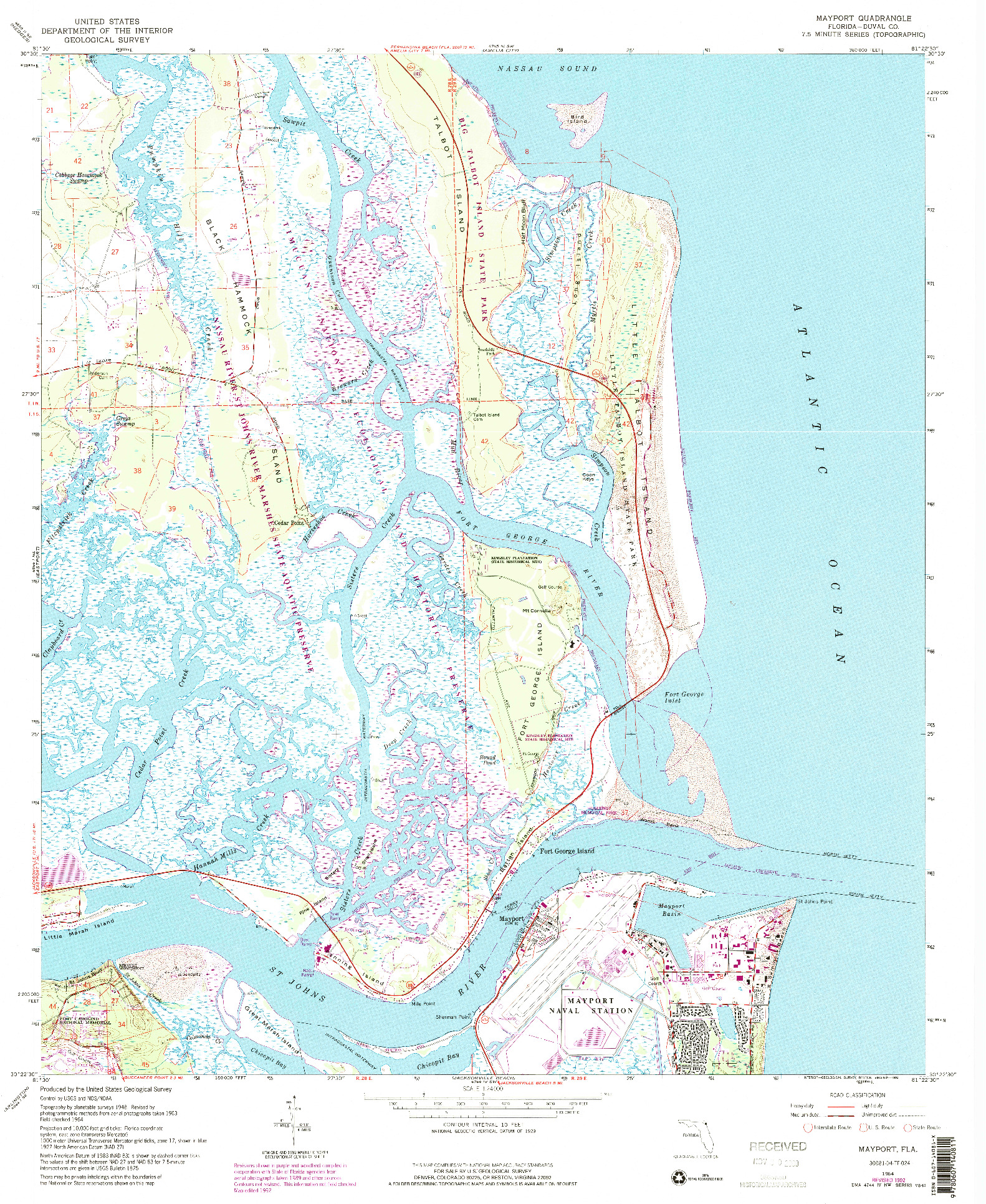 USGS 1:24000-SCALE QUADRANGLE FOR MAYPORT, FL 1964