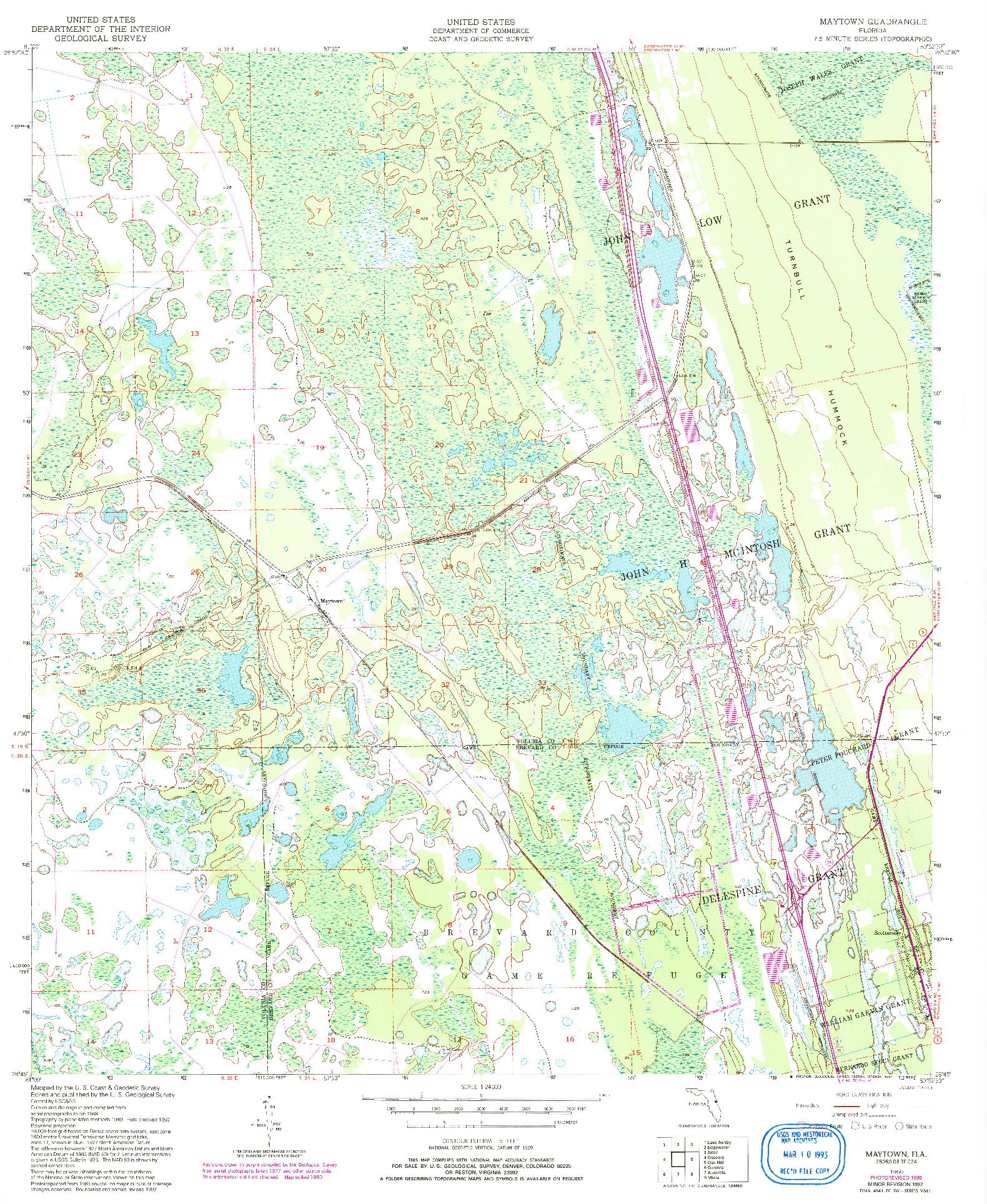 USGS 1:24000-SCALE QUADRANGLE FOR MAYTOWN, FL 1950