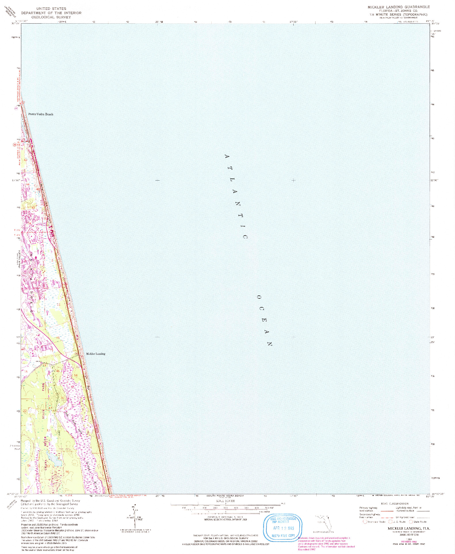 USGS 1:24000-SCALE QUADRANGLE FOR MICKLER LANDING, FL 1964