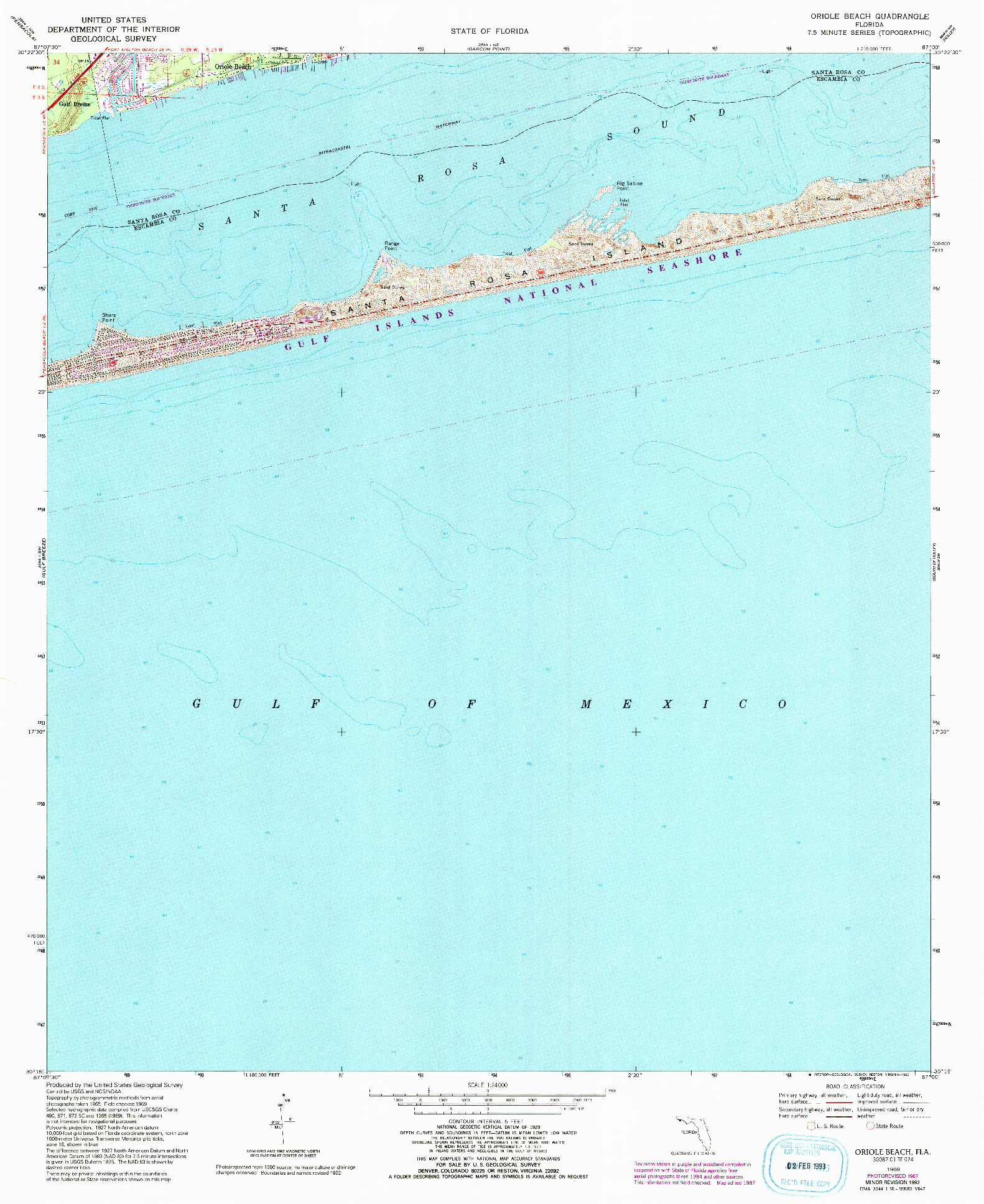 USGS 1:24000-SCALE QUADRANGLE FOR ORIOLE BEACH, FL 1969