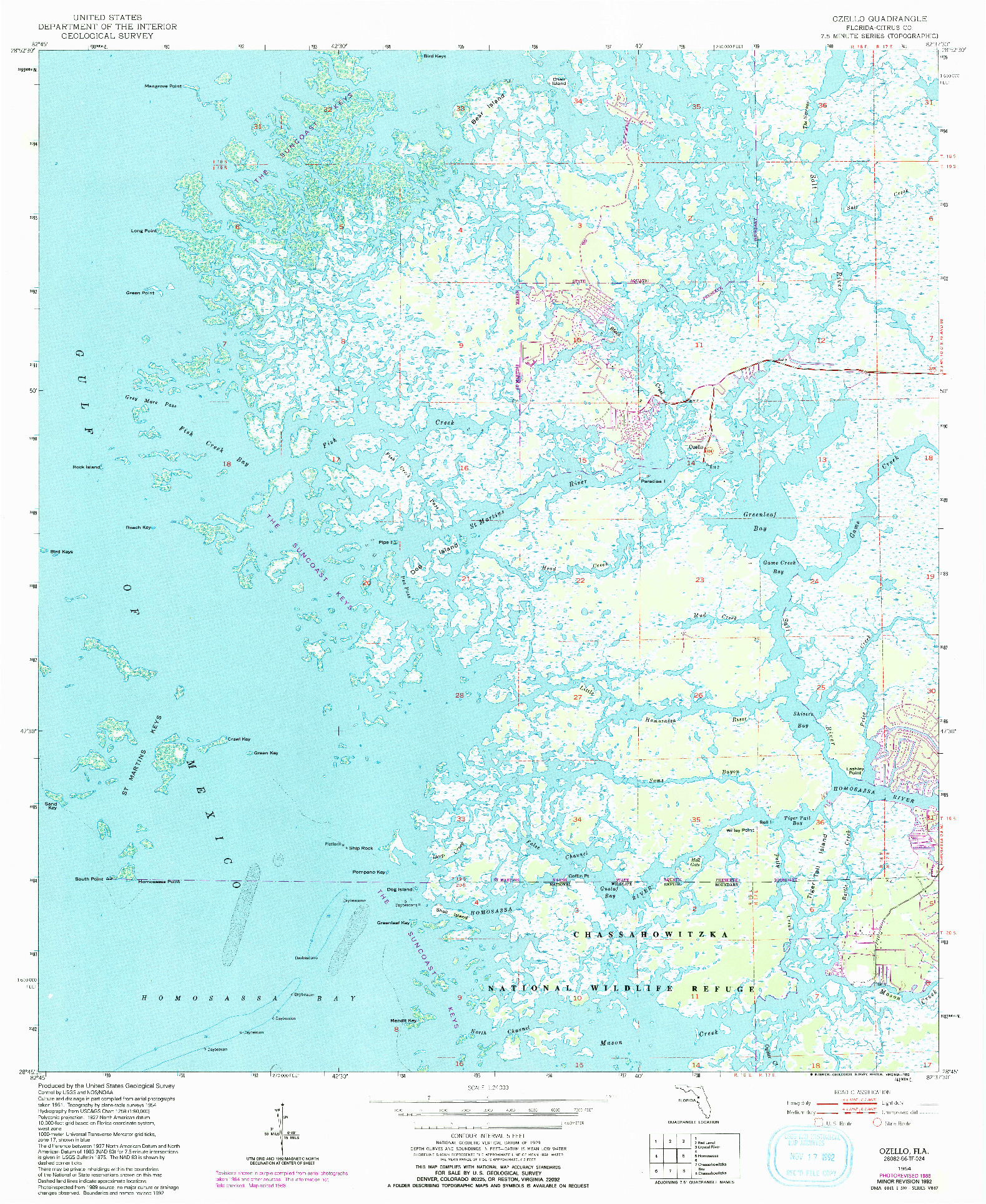 USGS 1:24000-SCALE QUADRANGLE FOR OZELLO, FL 1954