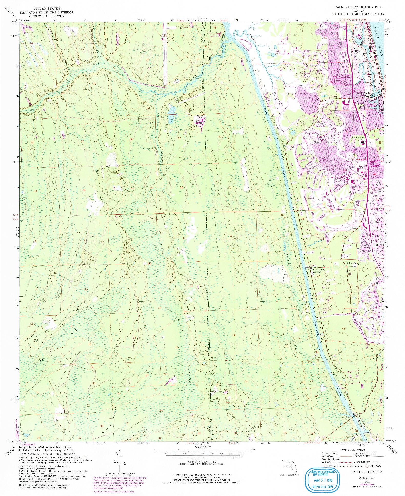 USGS 1:24000-SCALE QUADRANGLE FOR PALM VALLEY, FL 1964