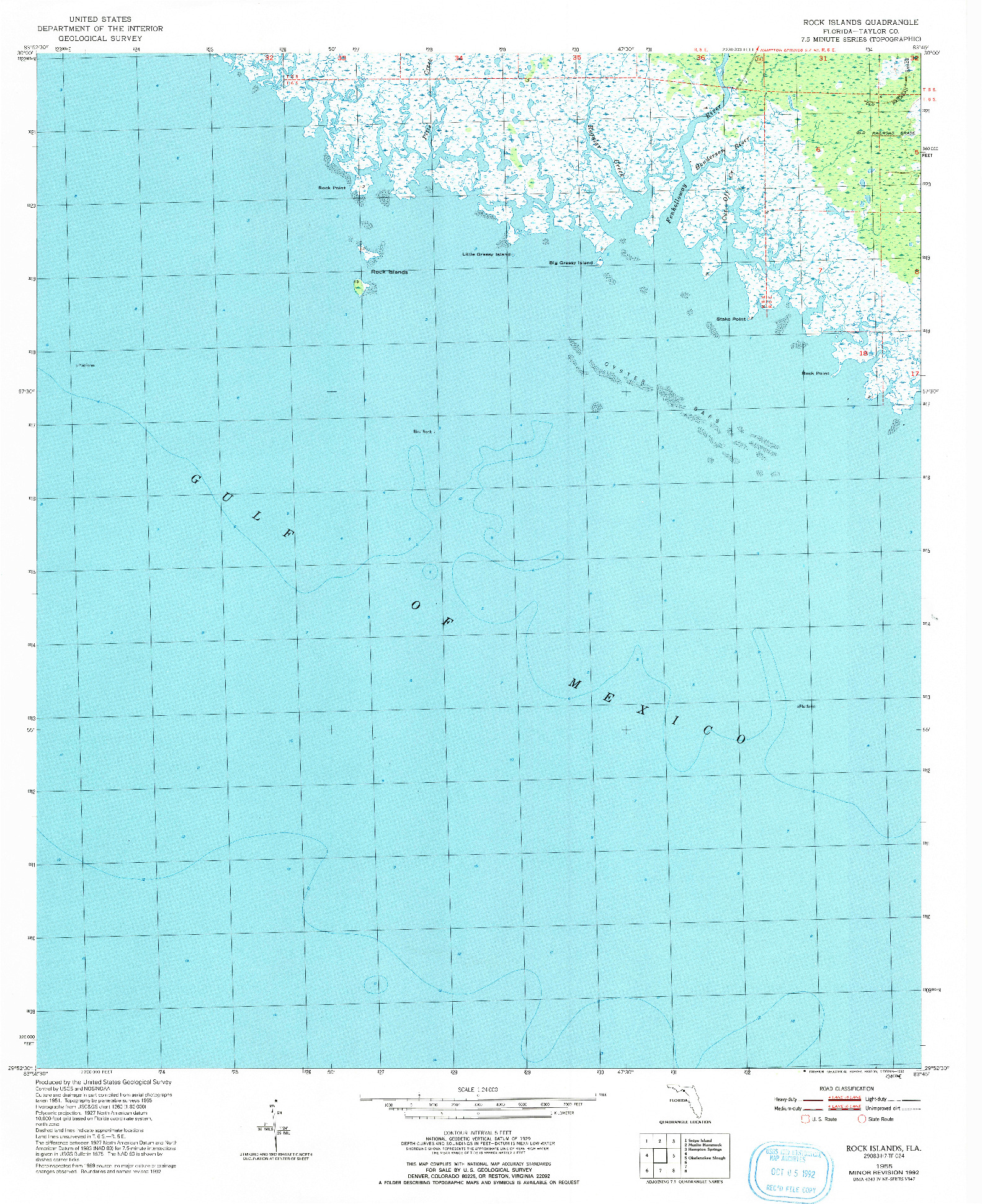 USGS 1:24000-SCALE QUADRANGLE FOR ROCK ISLANDS, FL 1955