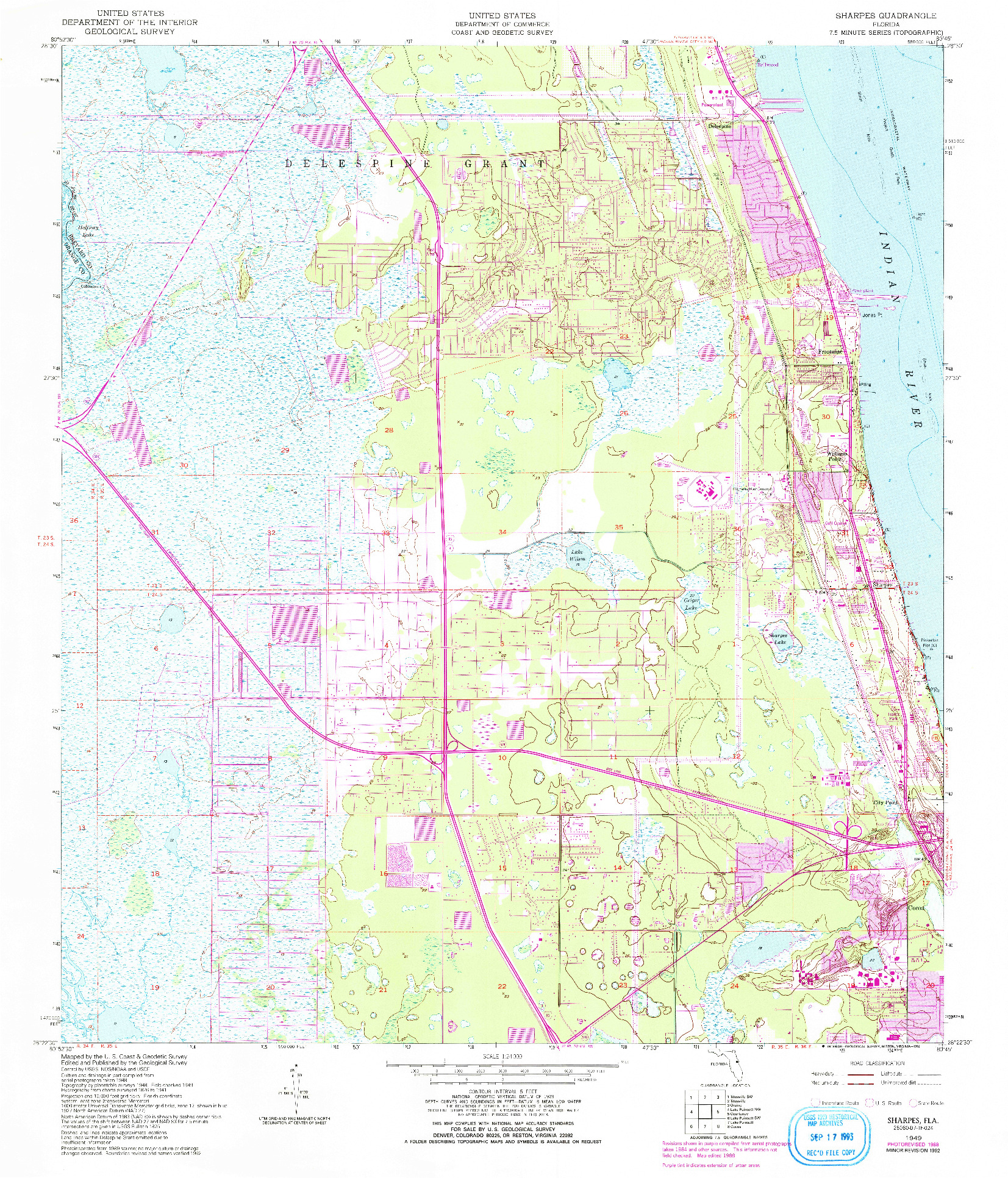 USGS 1:24000-SCALE QUADRANGLE FOR SHARPES, FL 1949