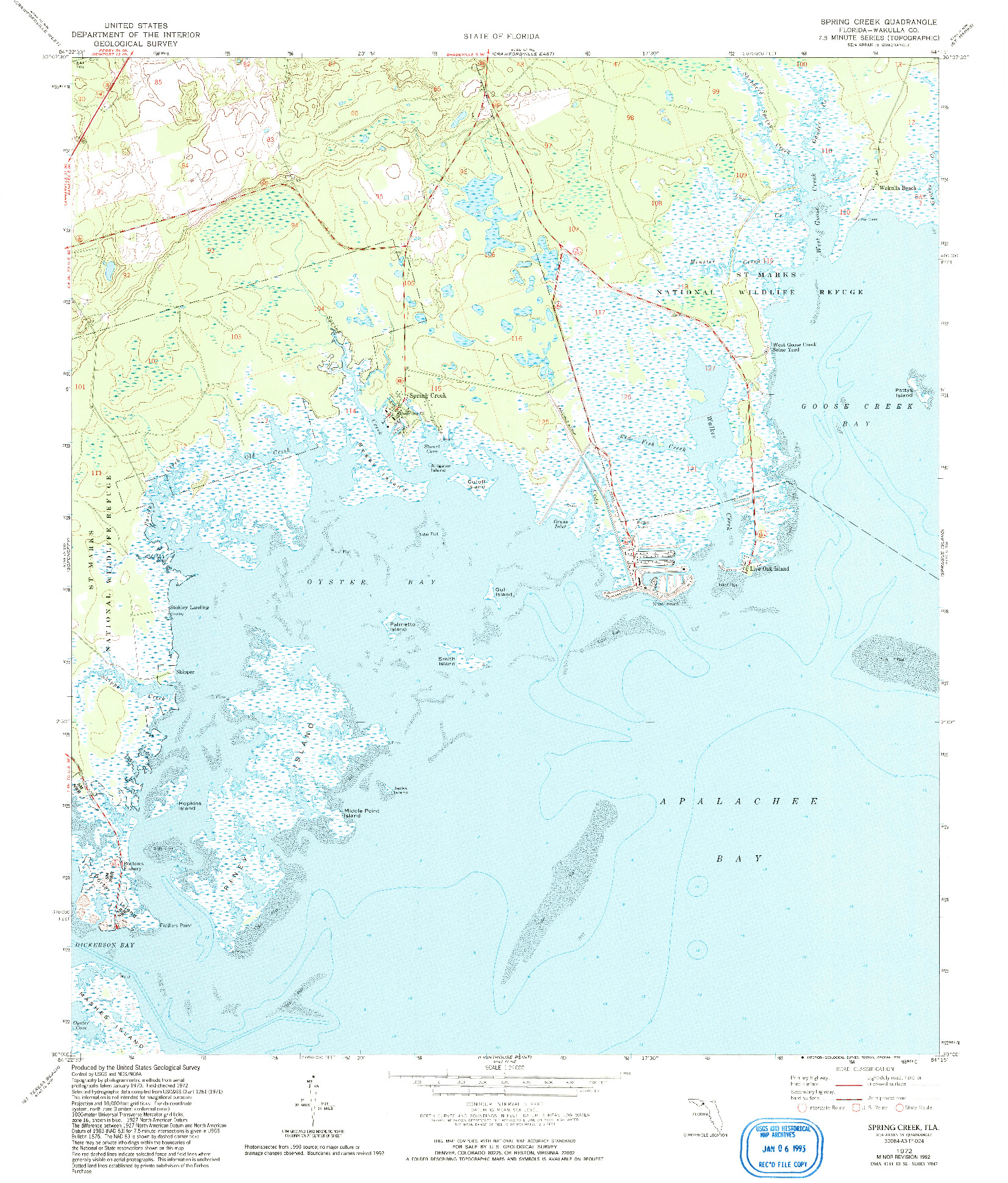 USGS 1:24000-SCALE QUADRANGLE FOR SPRING CREEK, FL 1972