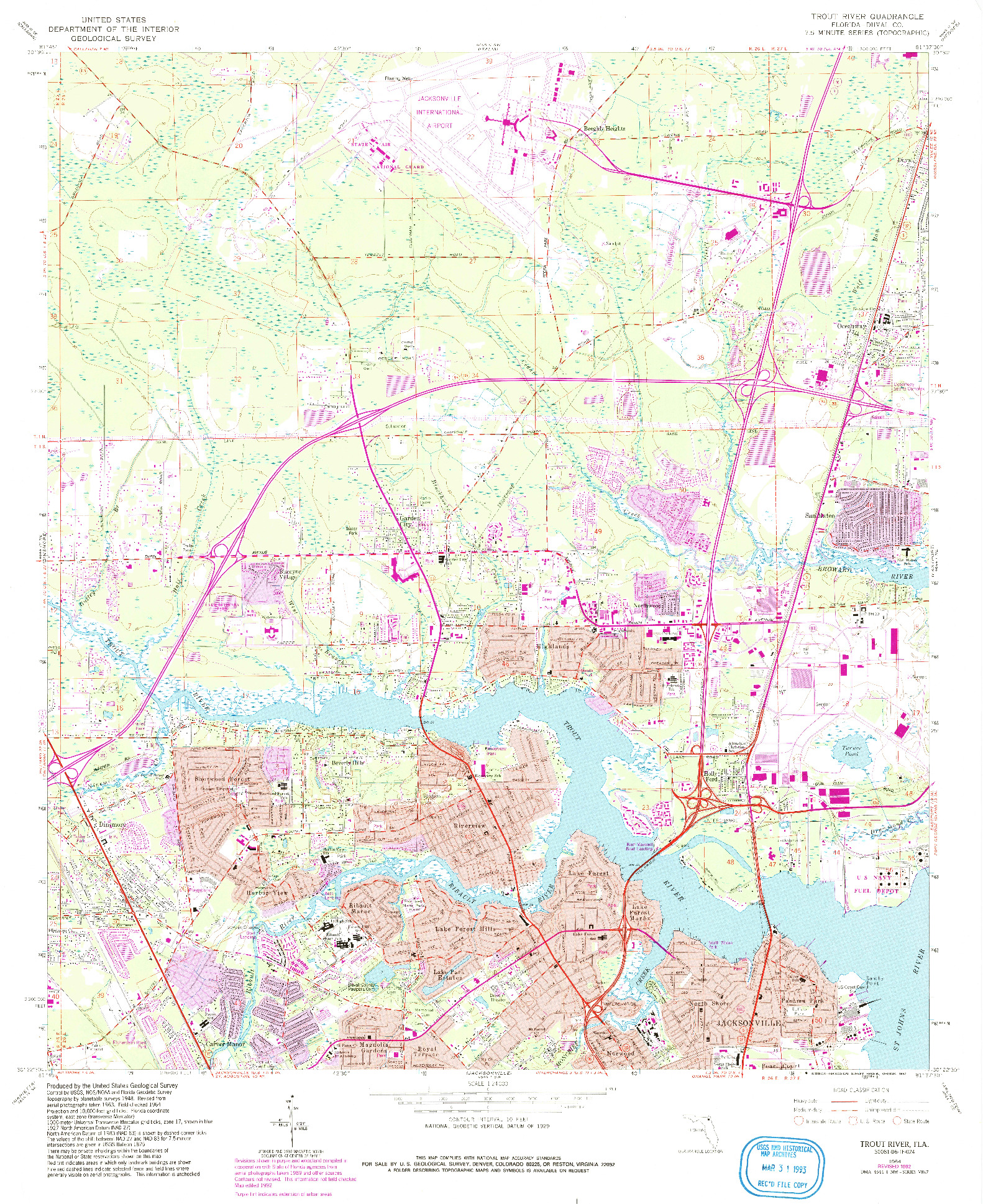 USGS 1:24000-SCALE QUADRANGLE FOR TROUT RIVER, FL 1964