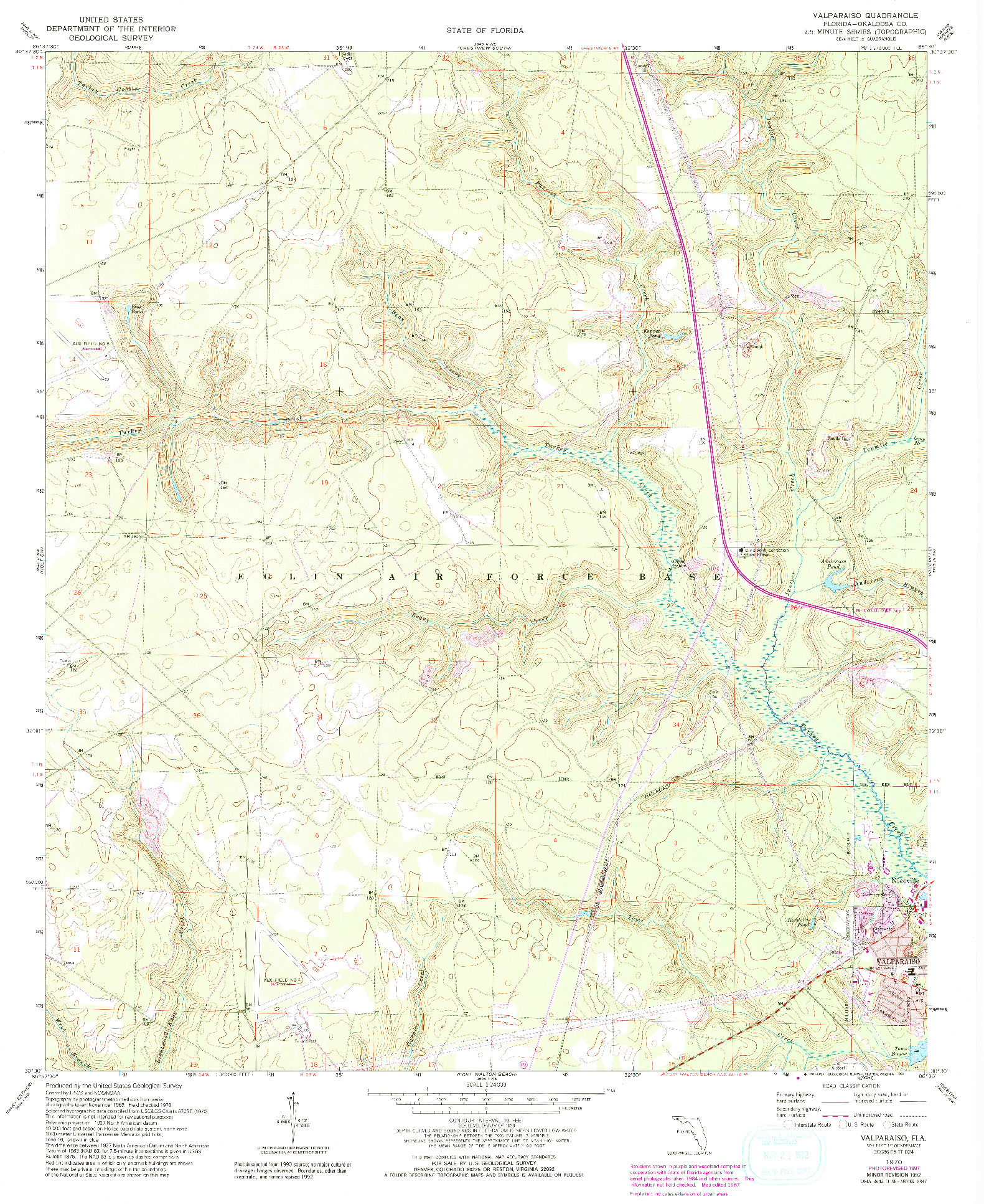 USGS 1:24000-SCALE QUADRANGLE FOR VALPARAISO, FL 1970