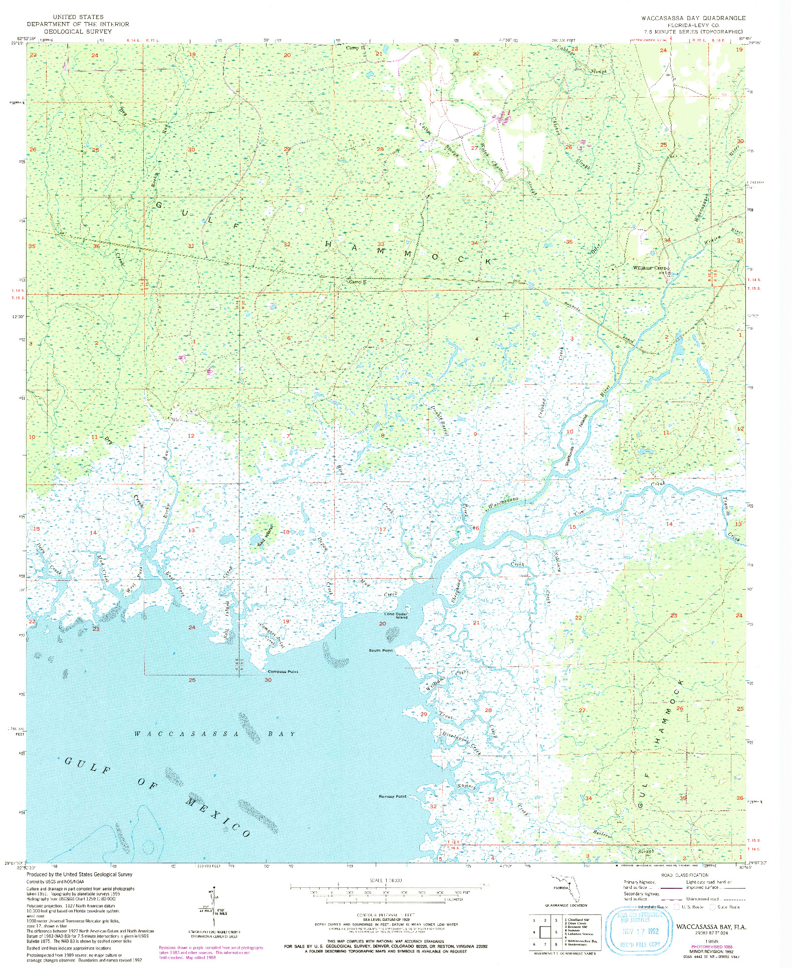 USGS 1:24000-SCALE QUADRANGLE FOR WACCASASSA BAY, FL 1955