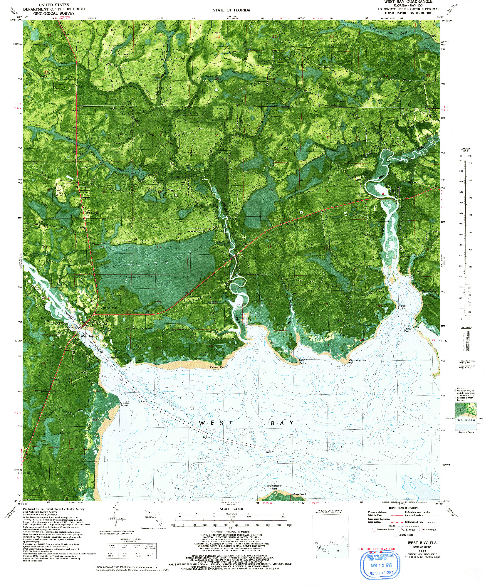 USGS 1:24000-SCALE QUADRANGLE FOR WEST BAY, FL 1982