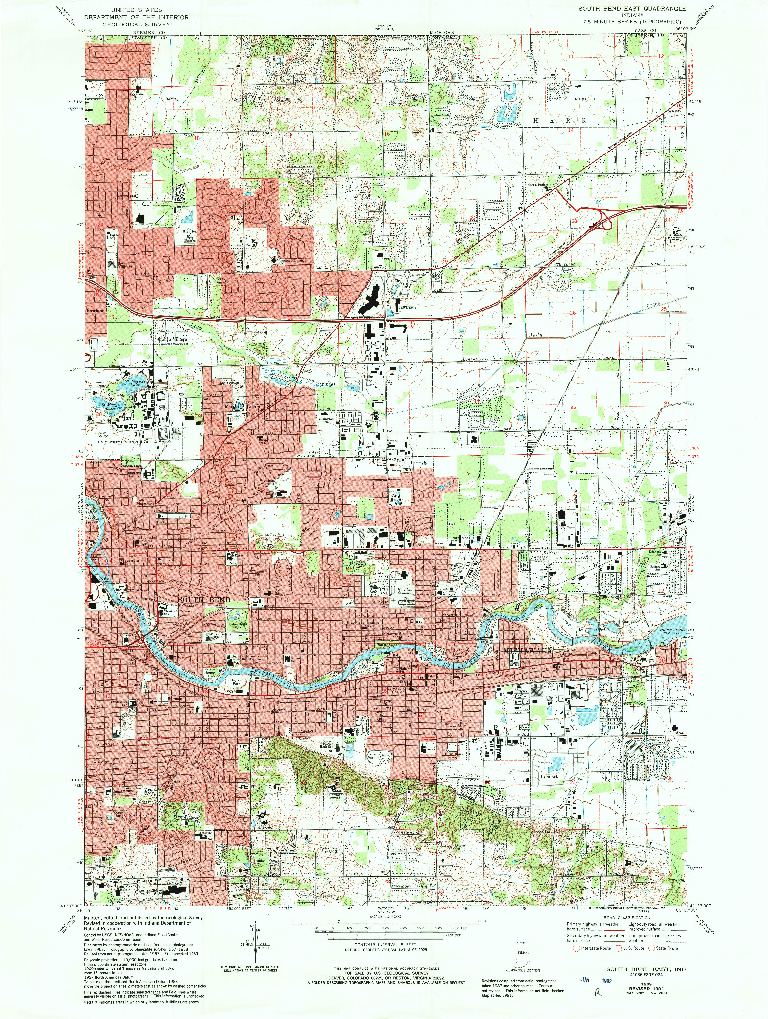 USGS 1:24000-SCALE QUADRANGLE FOR SOUTH BEND EAST, IN 1969