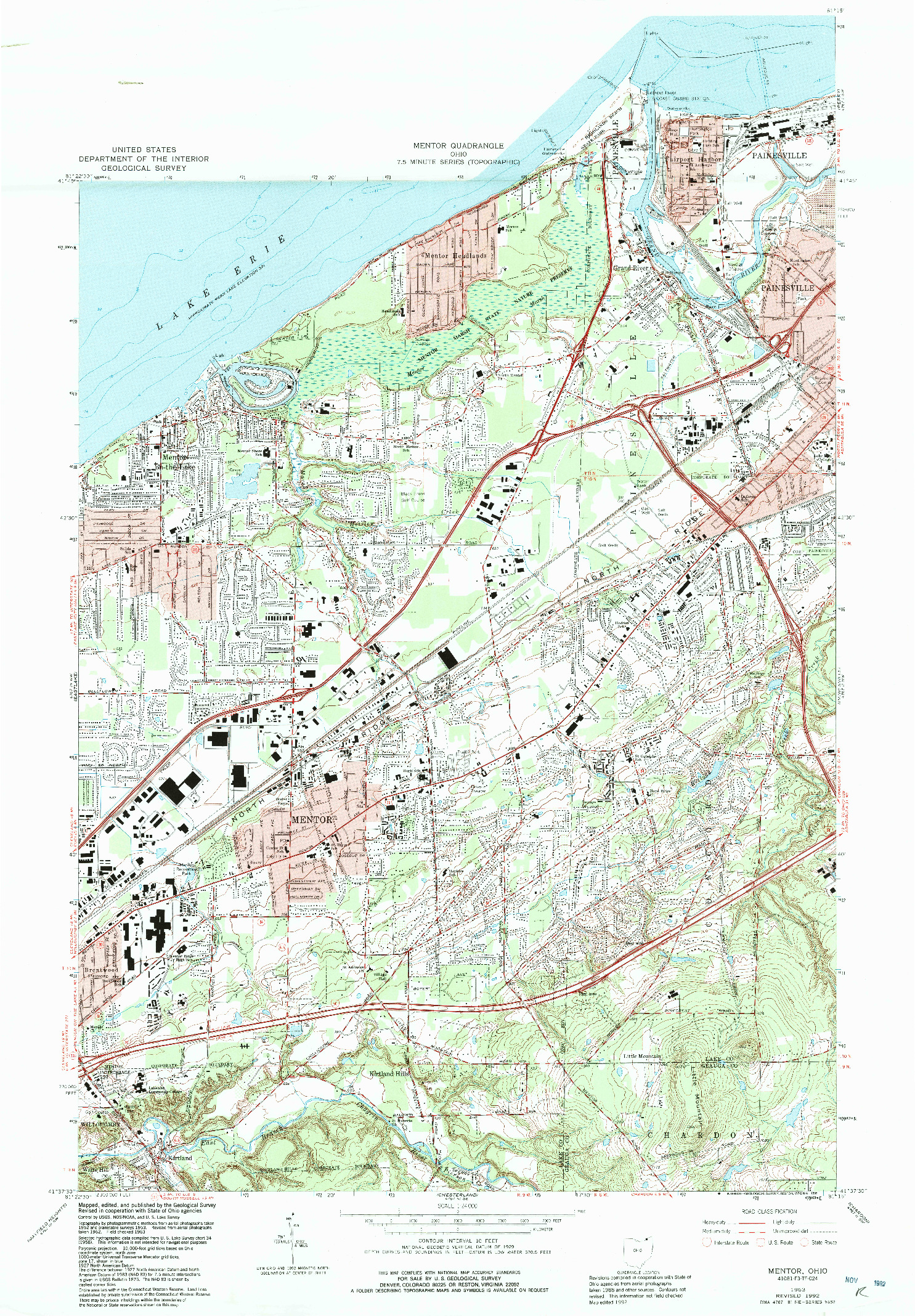 USGS 1:24000-SCALE QUADRANGLE FOR MENTOR, OH 1963