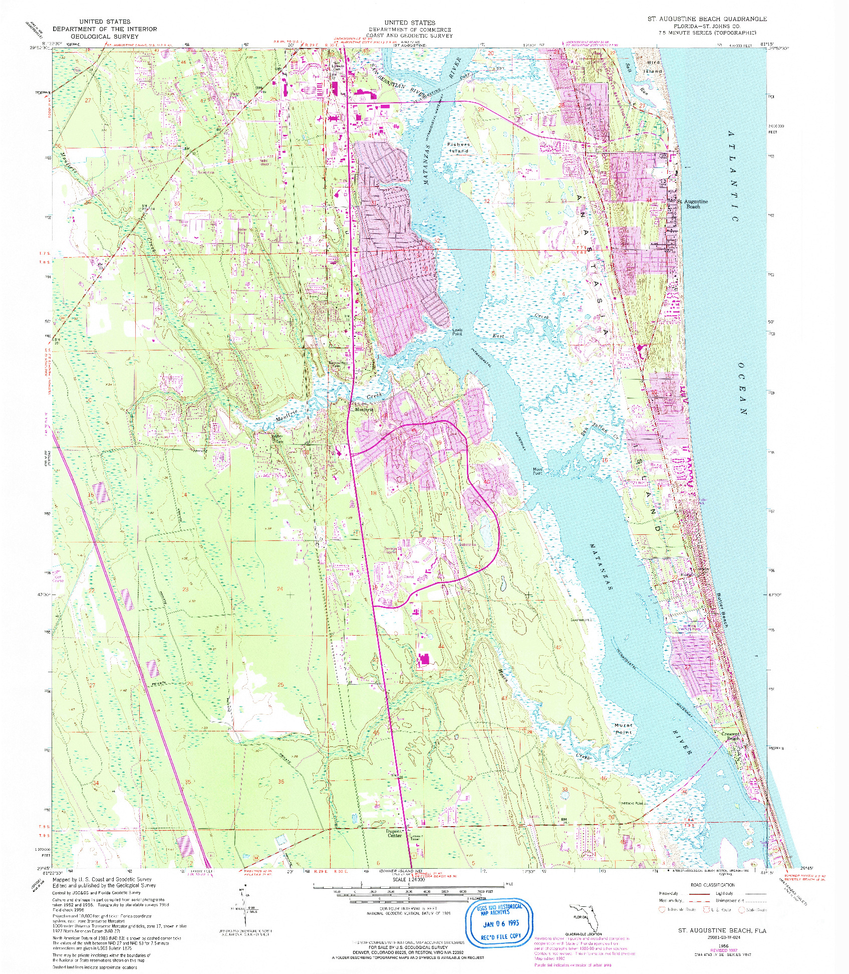 USGS 1:24000-SCALE QUADRANGLE FOR ST. AUGUSTINE BEACH, FL 1956