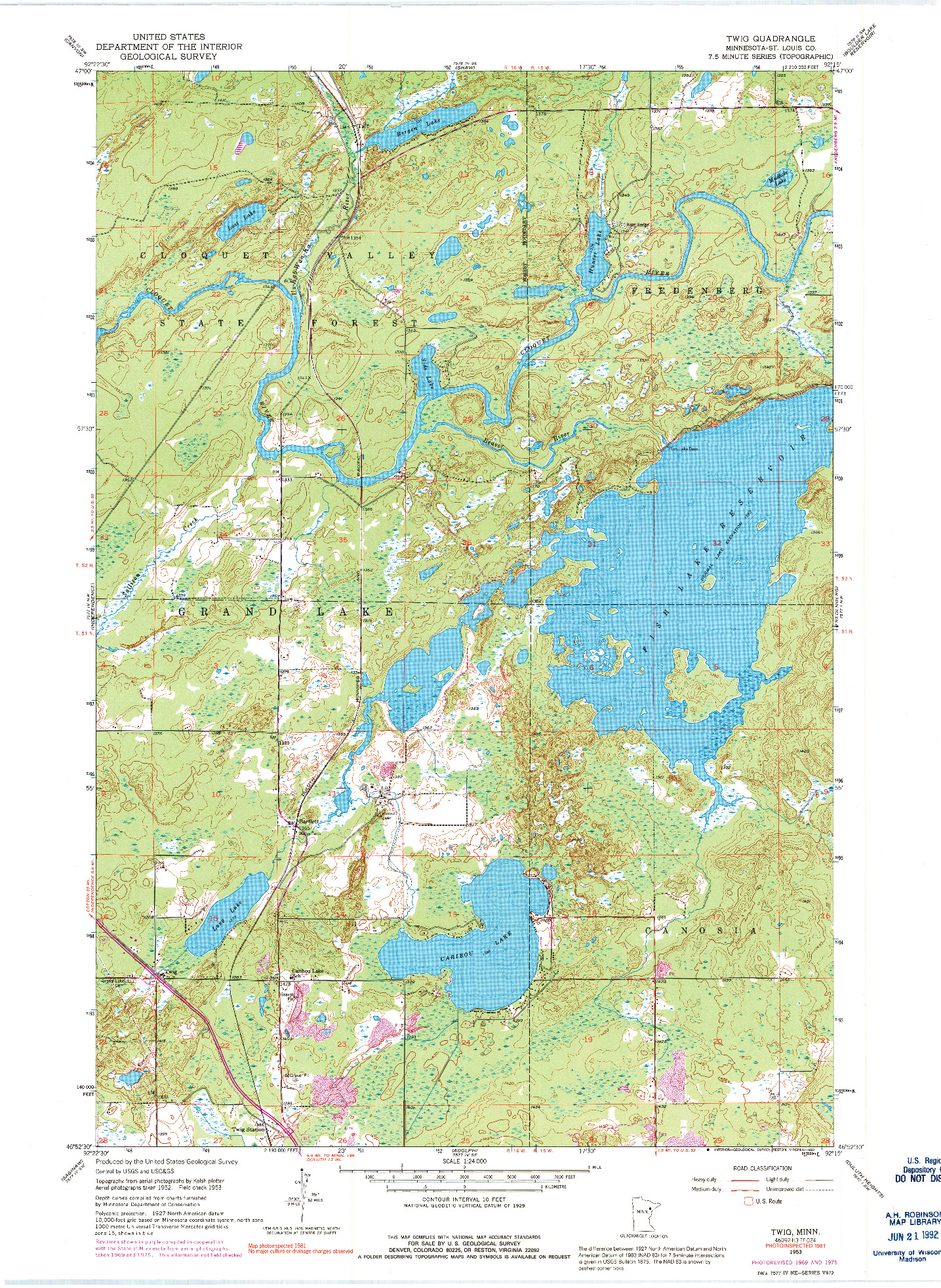 USGS 1:24000-SCALE QUADRANGLE FOR TWIG, MN 1953