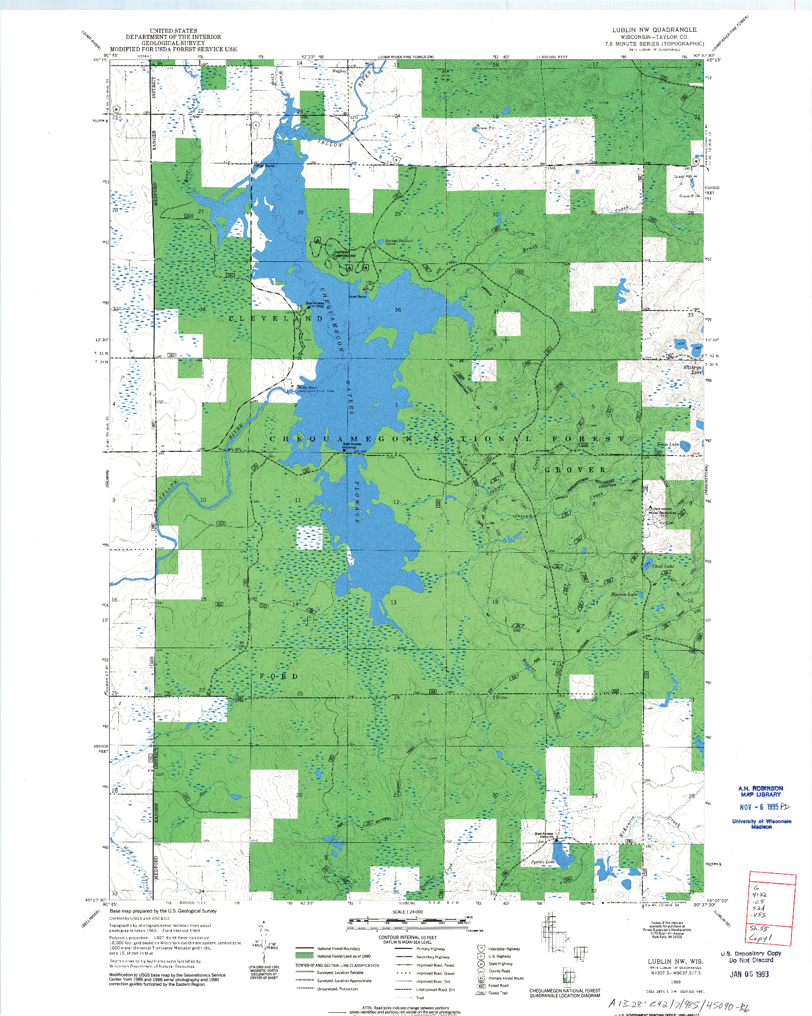 USGS 1:24000-SCALE QUADRANGLE FOR LUBLIN NW, WI 1969
