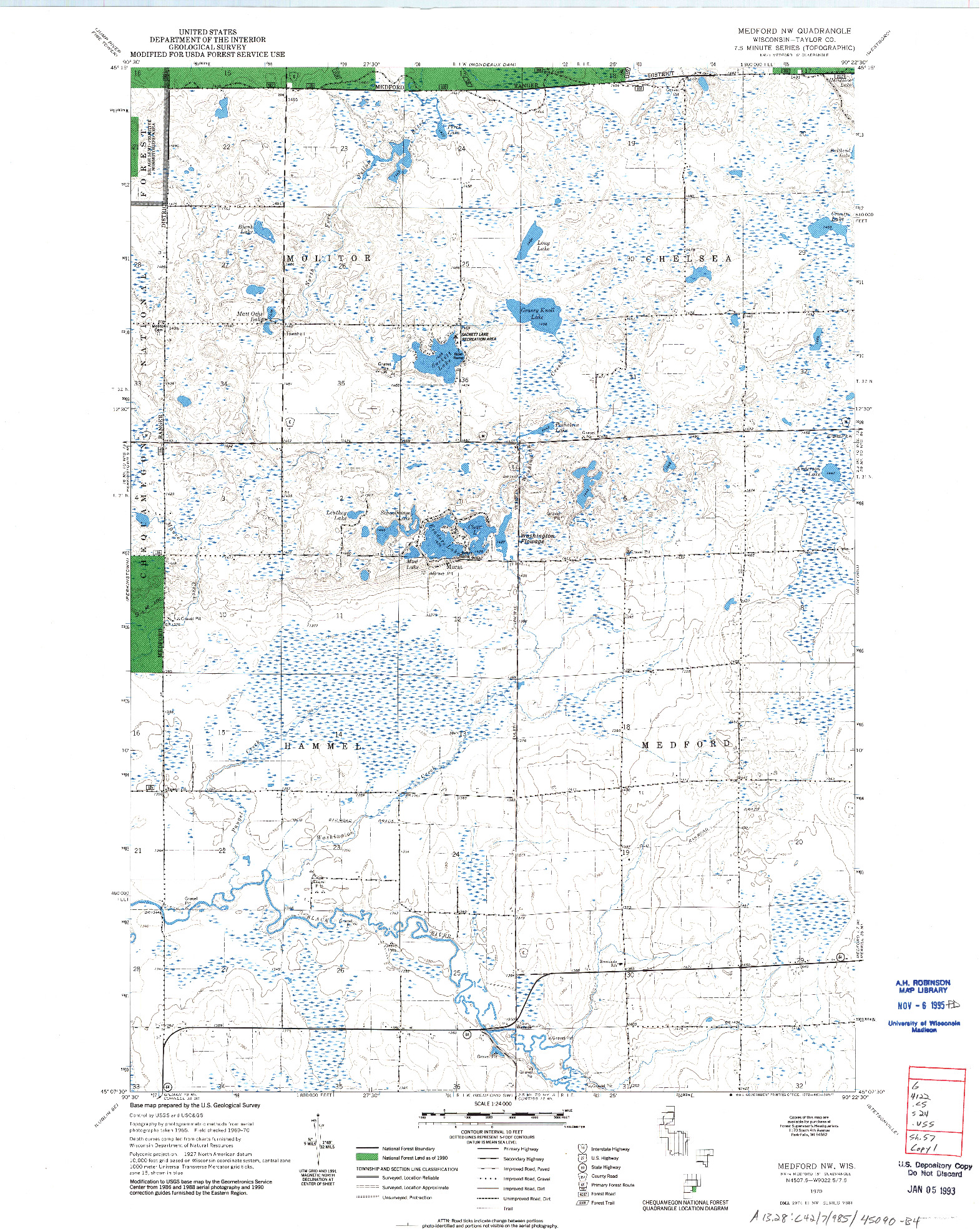 USGS 1:24000-SCALE QUADRANGLE FOR MEDFORD NW, WI 1970