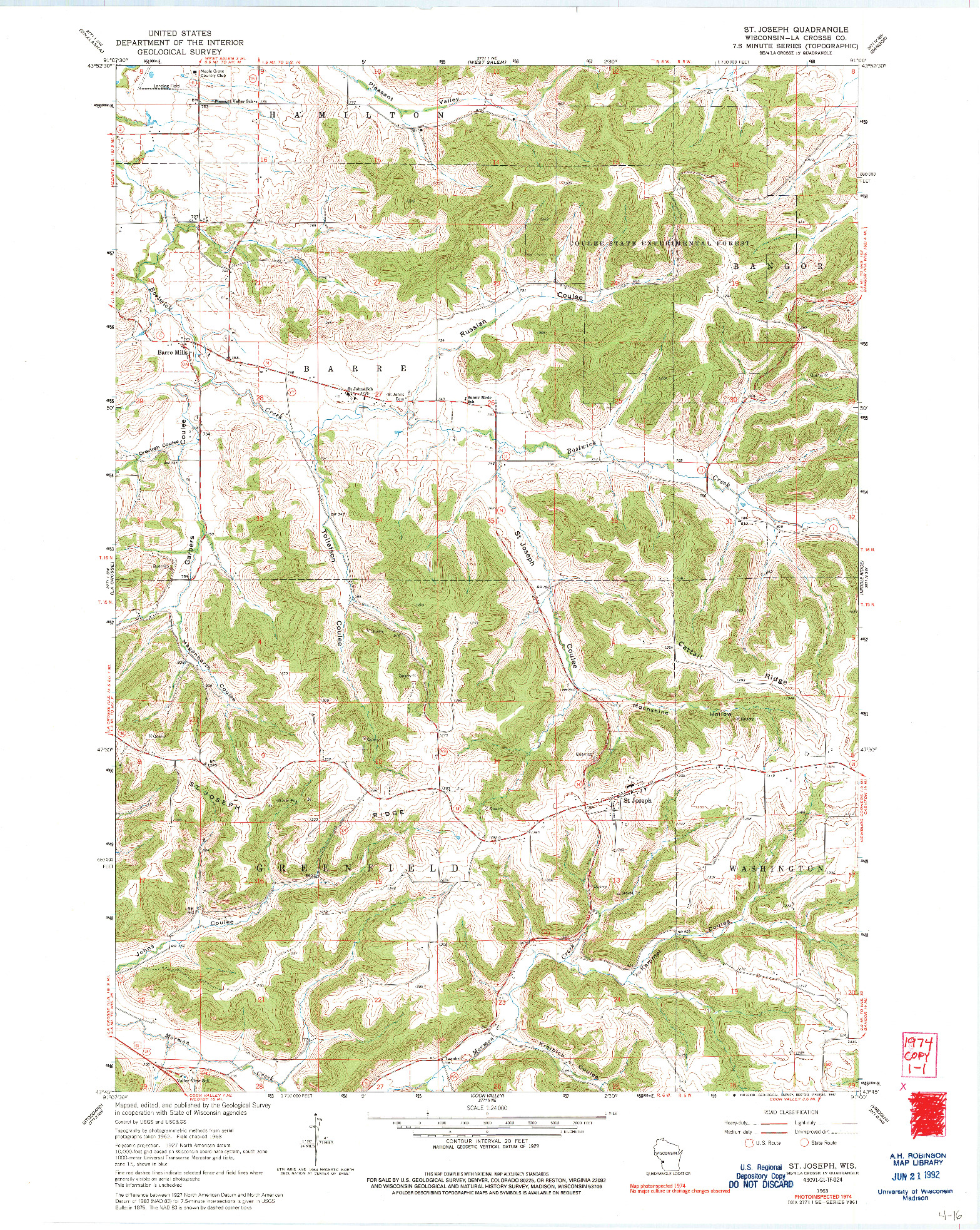 USGS 1:24000-SCALE QUADRANGLE FOR ST. JOSEPH, WI 1963
