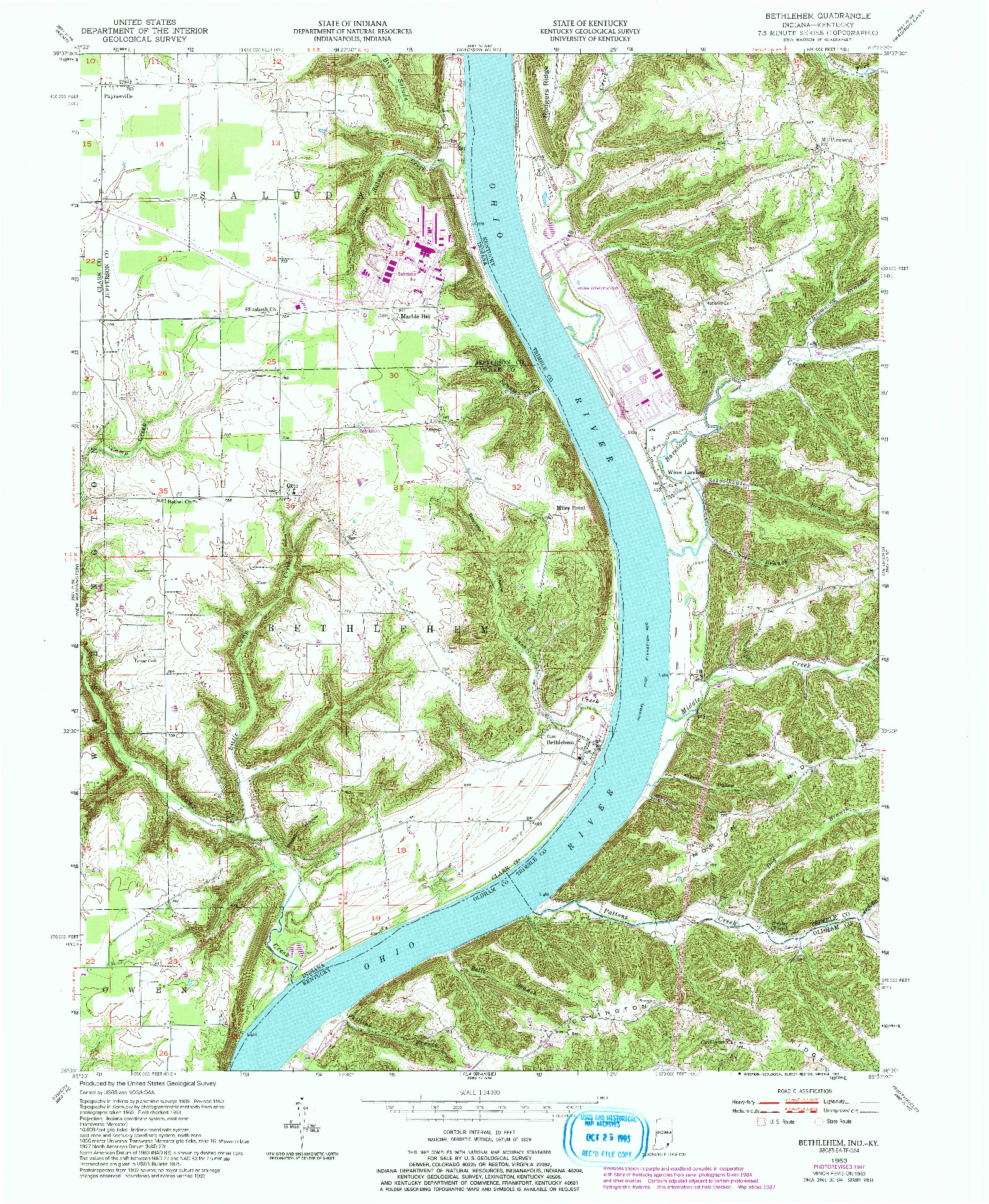 USGS 1:24000-SCALE QUADRANGLE FOR BETHLEHEM, IN 1953