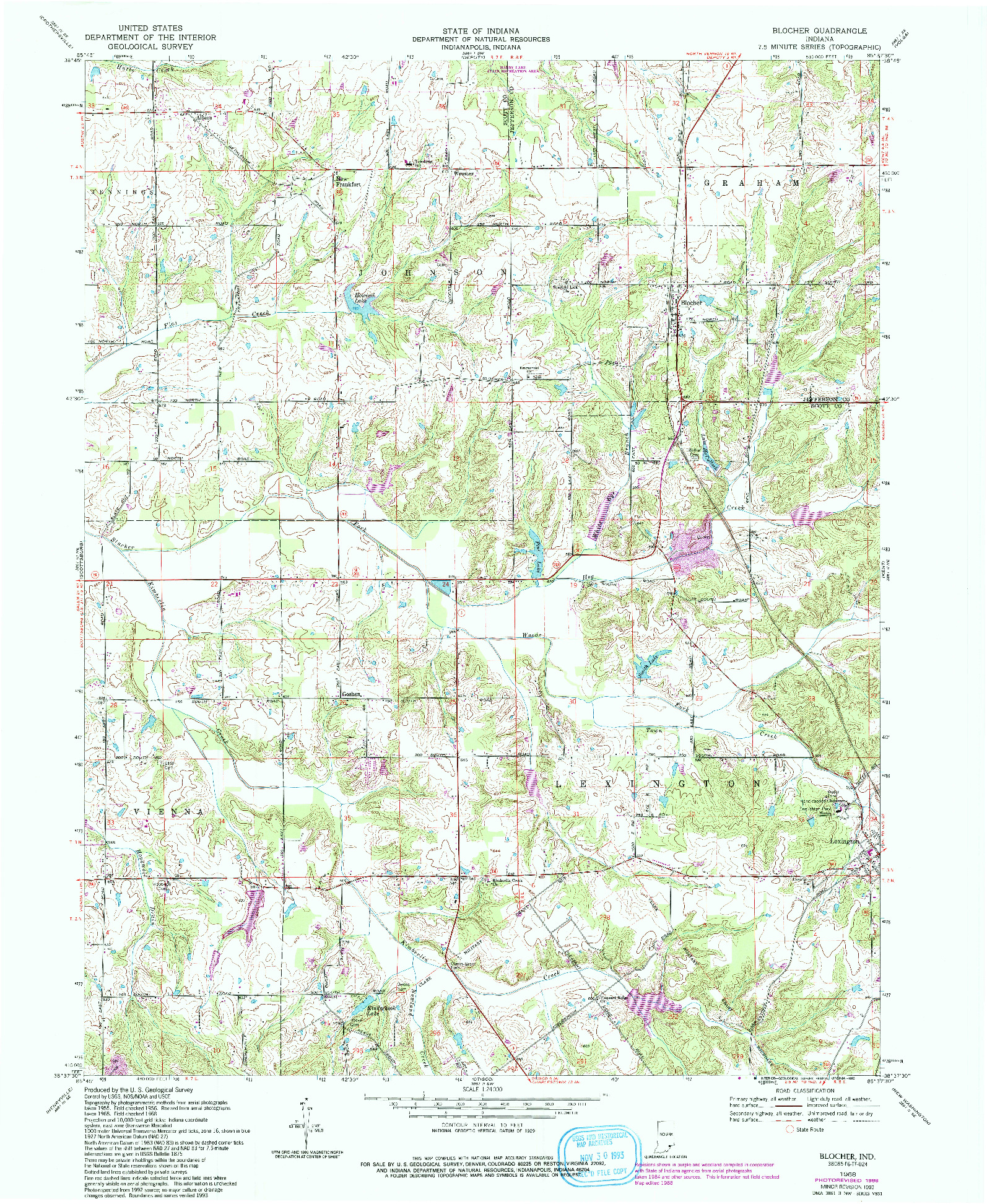 USGS 1:24000-SCALE QUADRANGLE FOR BLOCHER, IN 1968