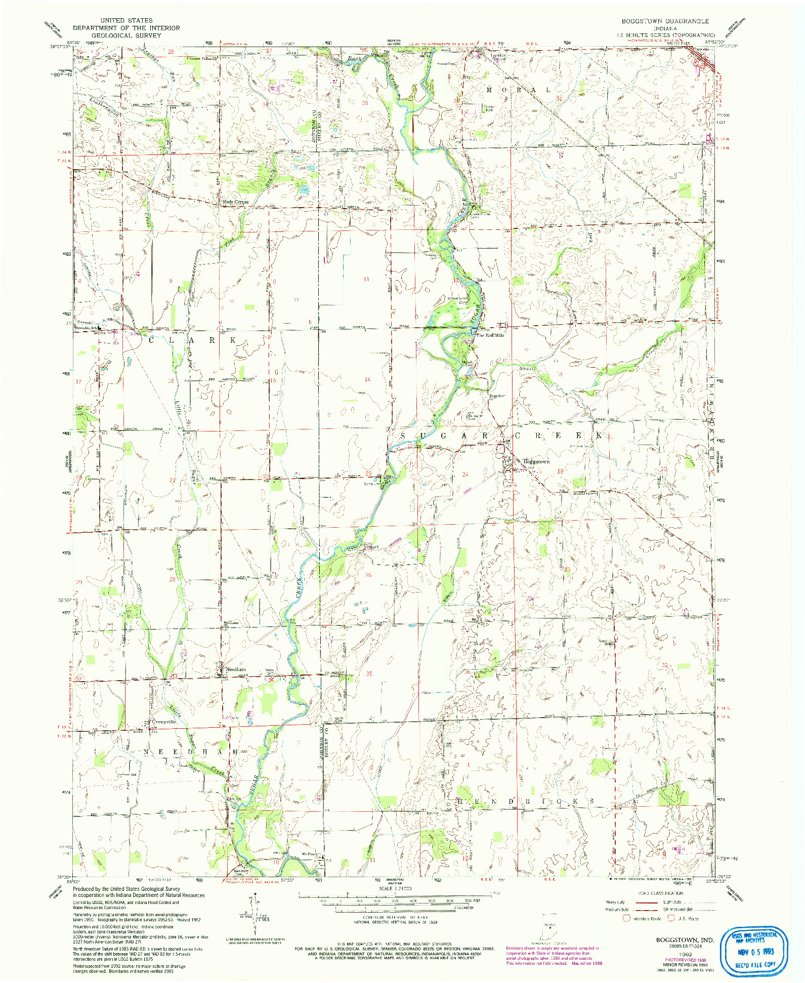 USGS 1:24000-SCALE QUADRANGLE FOR BOGGSTOWN, IN 1962