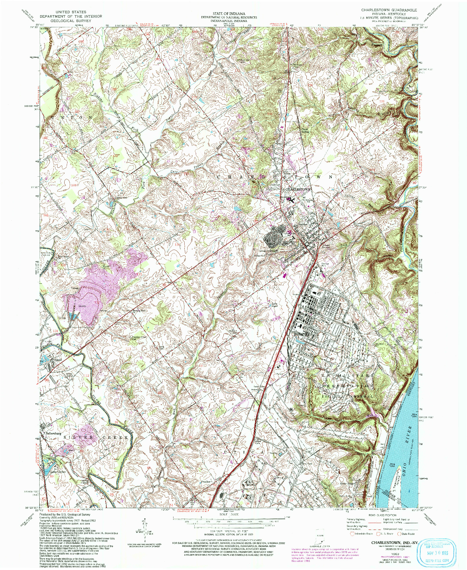 USGS 1:24000-SCALE QUADRANGLE FOR CHARLESTOWN, IN 1963