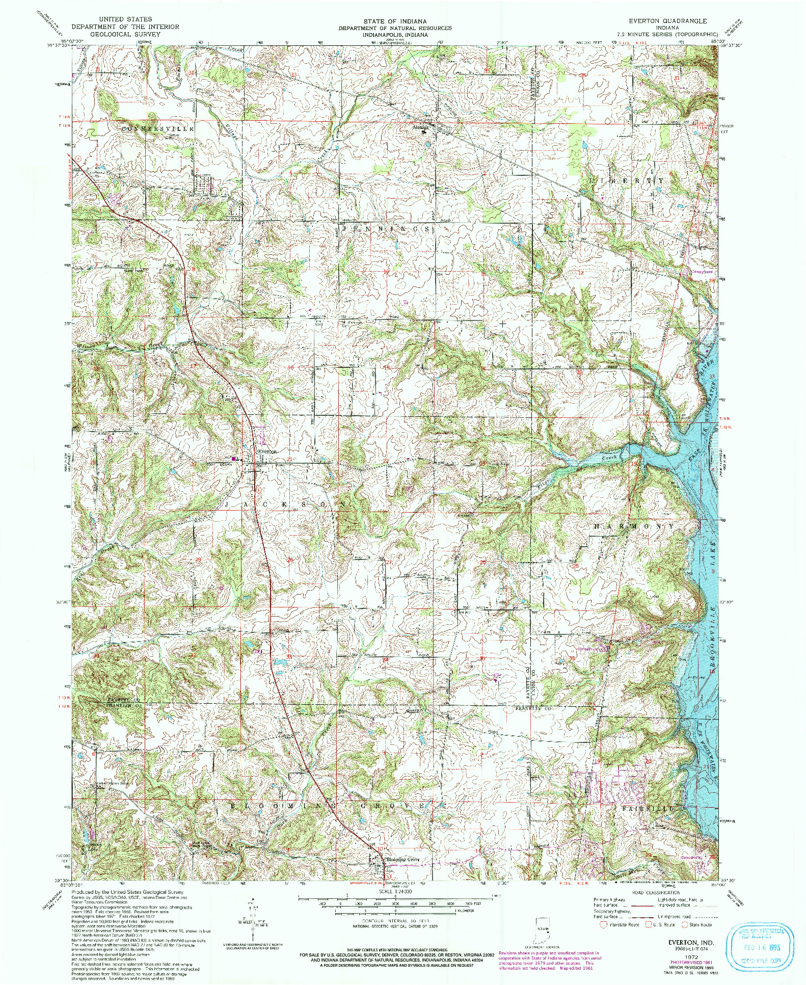 USGS 1:24000-SCALE QUADRANGLE FOR EVERTON, IN 1972