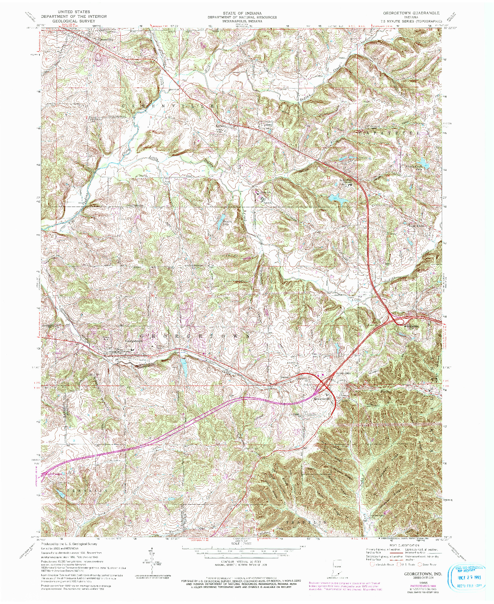 USGS 1:24000-SCALE QUADRANGLE FOR GEORGETOWN, IN 1966
