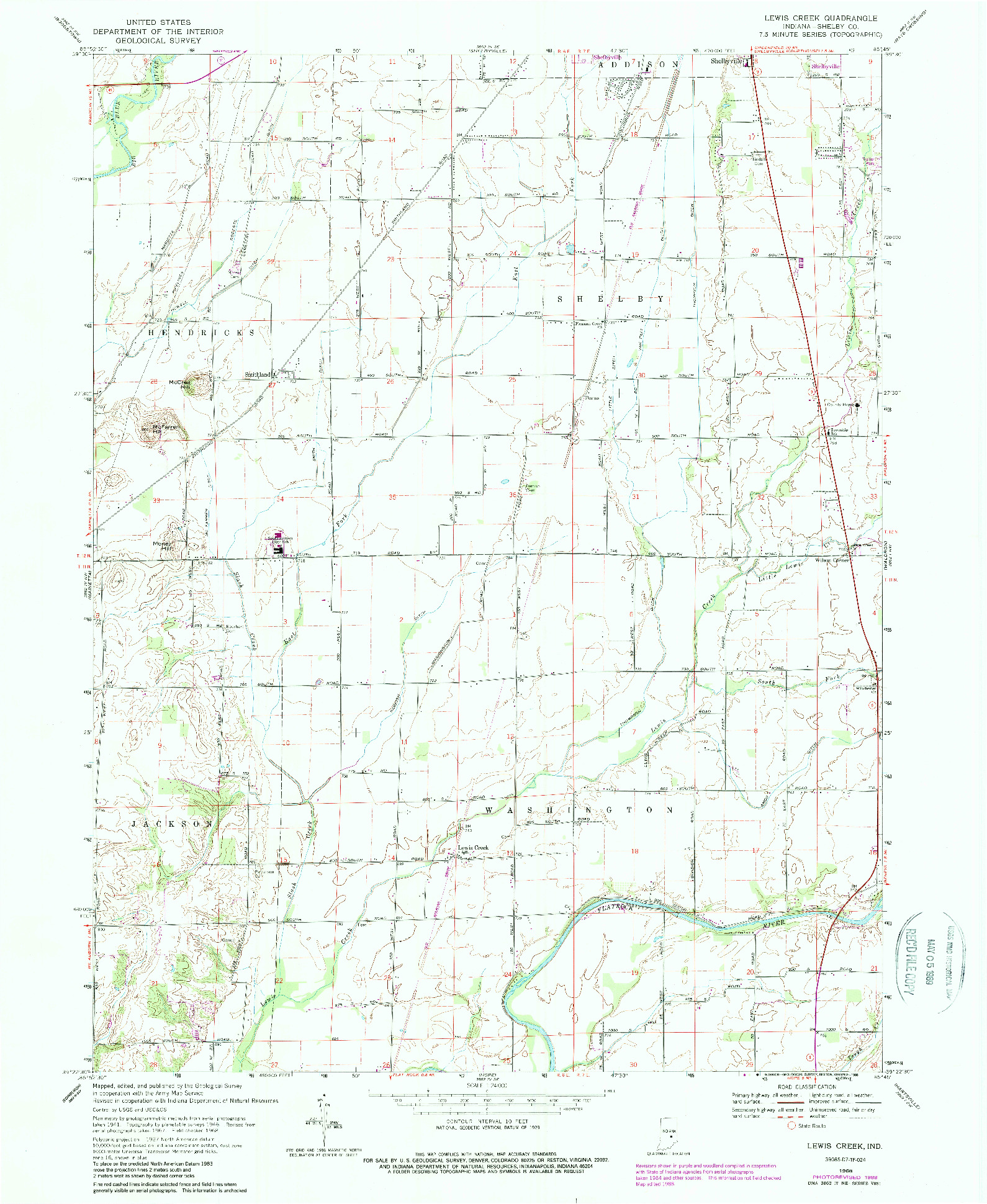 USGS 1:24000-SCALE QUADRANGLE FOR LEWIS CREEK, IN 1968