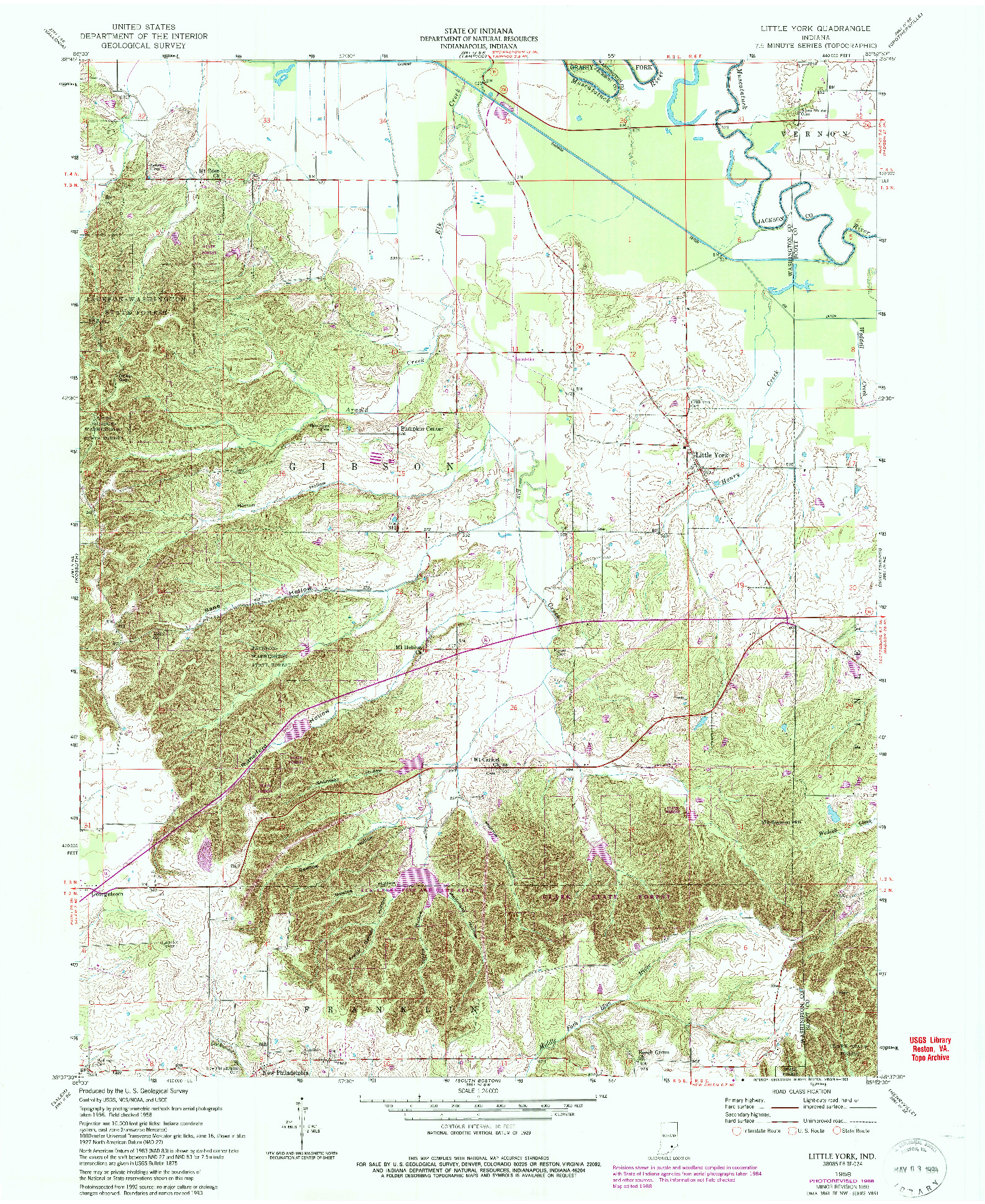 USGS 1:24000-SCALE QUADRANGLE FOR LITTLE YORK, IN 1958