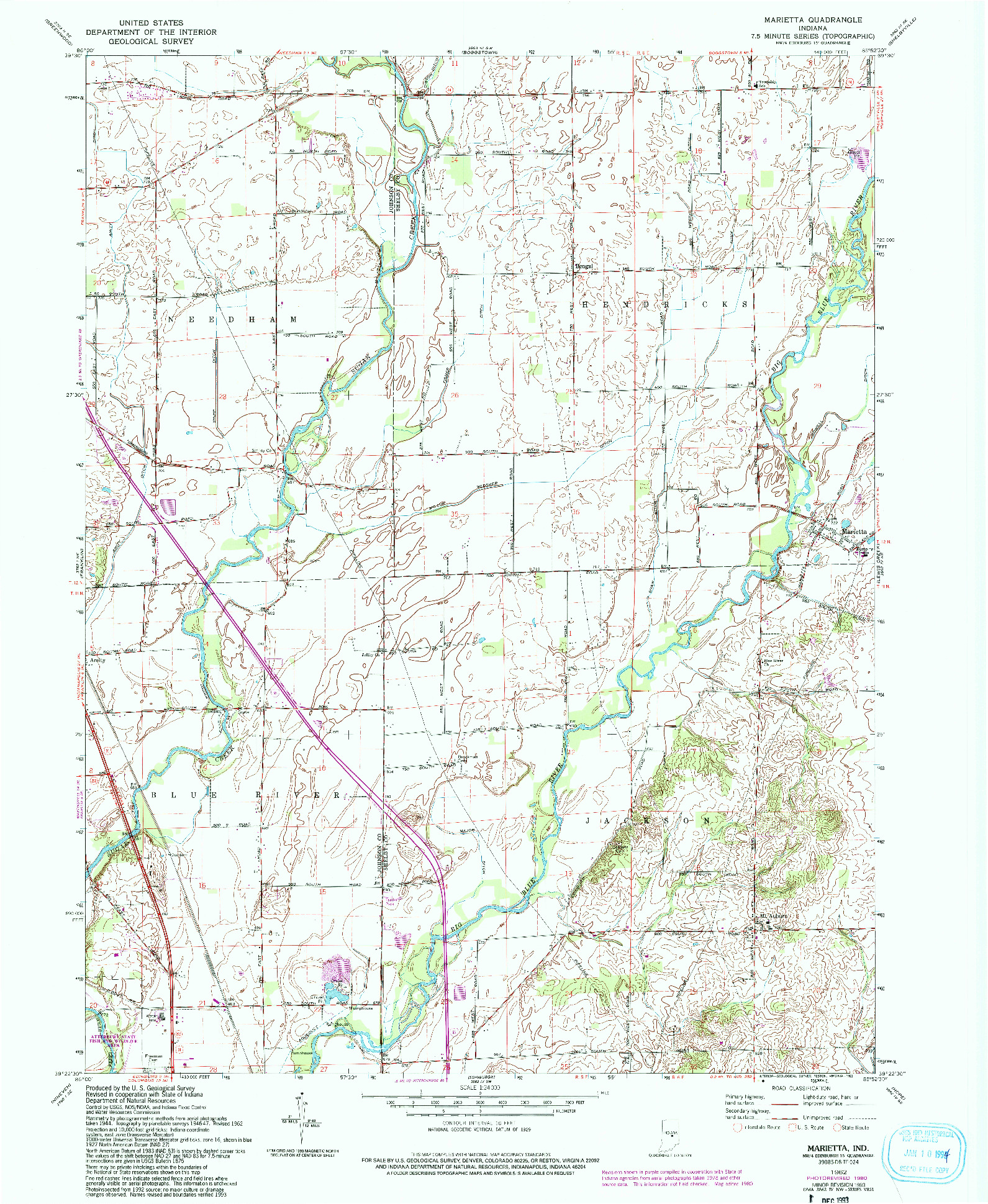 USGS 1:24000-SCALE QUADRANGLE FOR MARIETTA, IN 1962