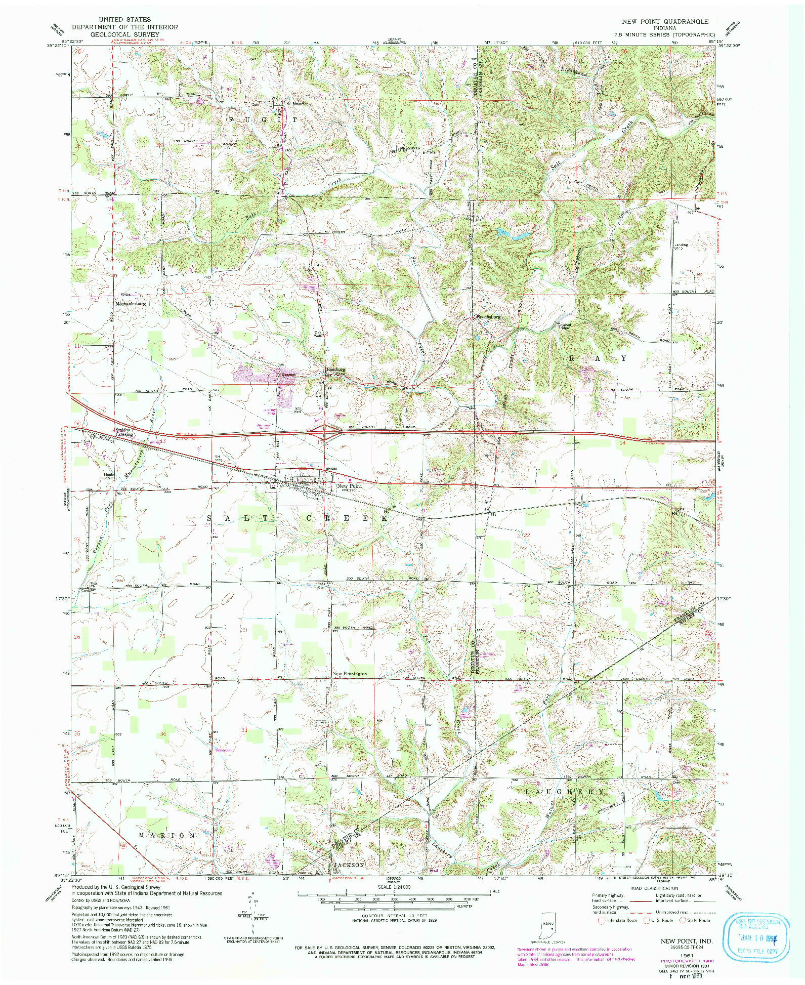 USGS 1:24000-SCALE QUADRANGLE FOR NEW POINT, IN 1961