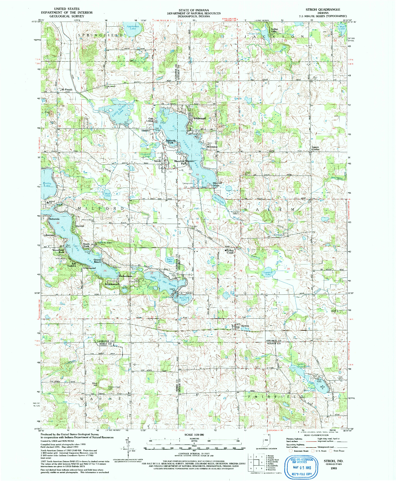 USGS 1:24000-SCALE QUADRANGLE FOR STROH, IN 1993