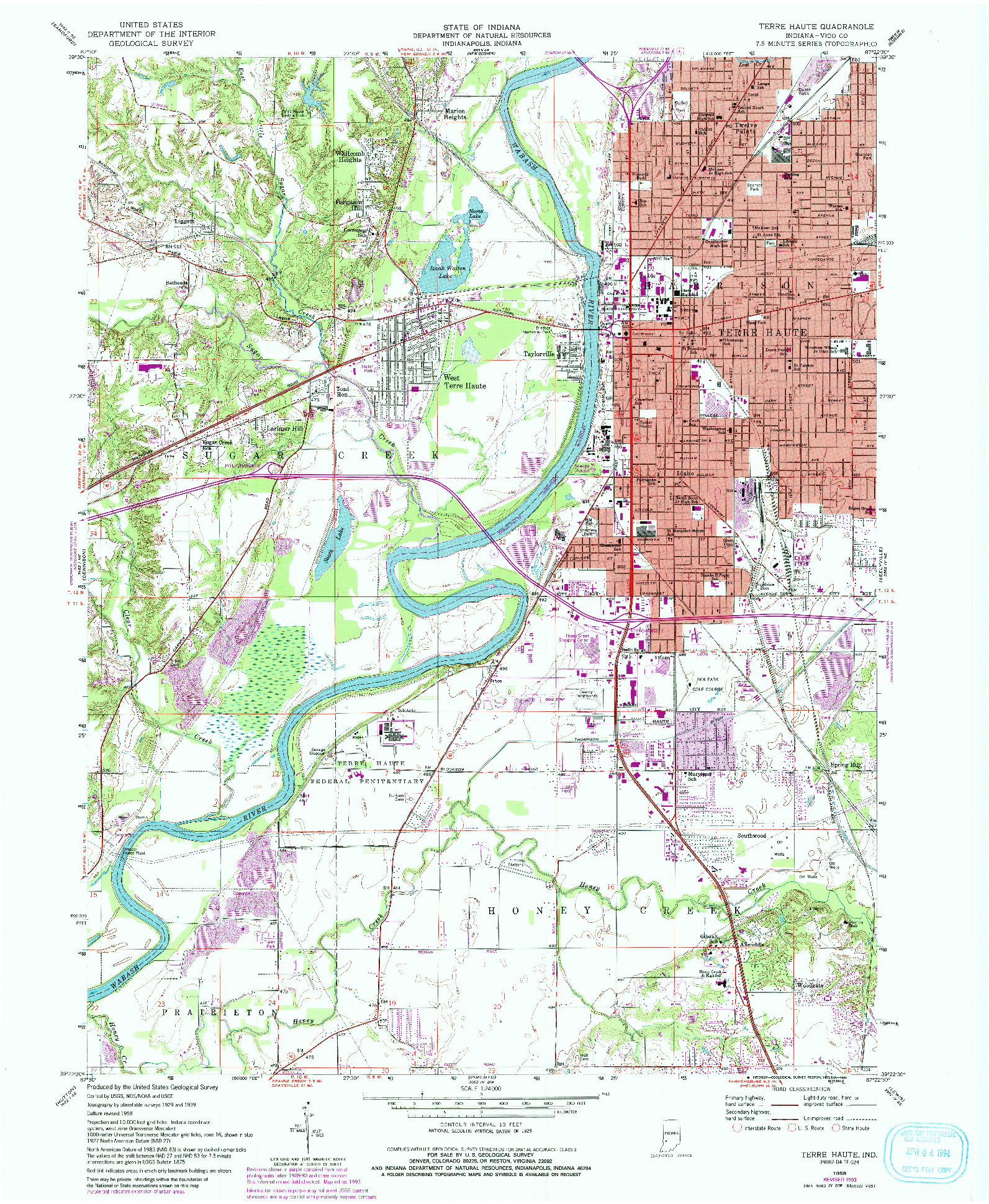 USGS 1:24000-SCALE QUADRANGLE FOR TERRE HAUTE, IN 1958