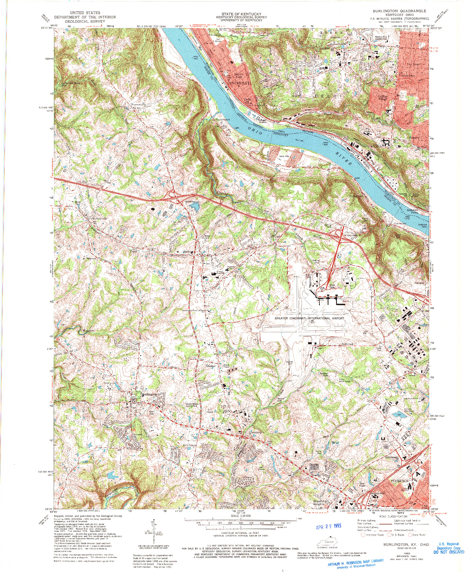 USGS 1:24000-SCALE QUADRANGLE FOR BURLINGTON, KY 1983