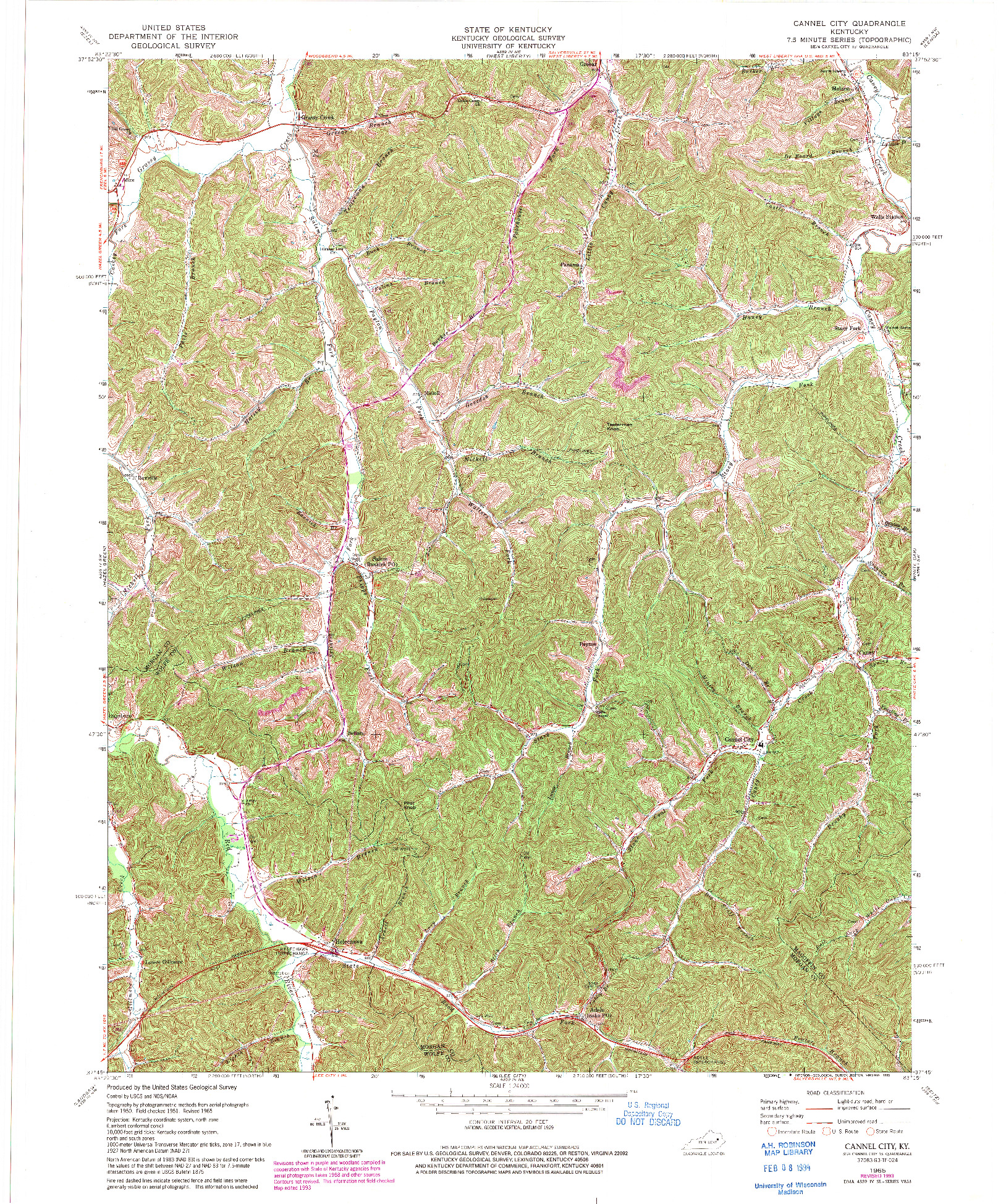 USGS 1:24000-SCALE QUADRANGLE FOR CANNEL CITY, KY 1965