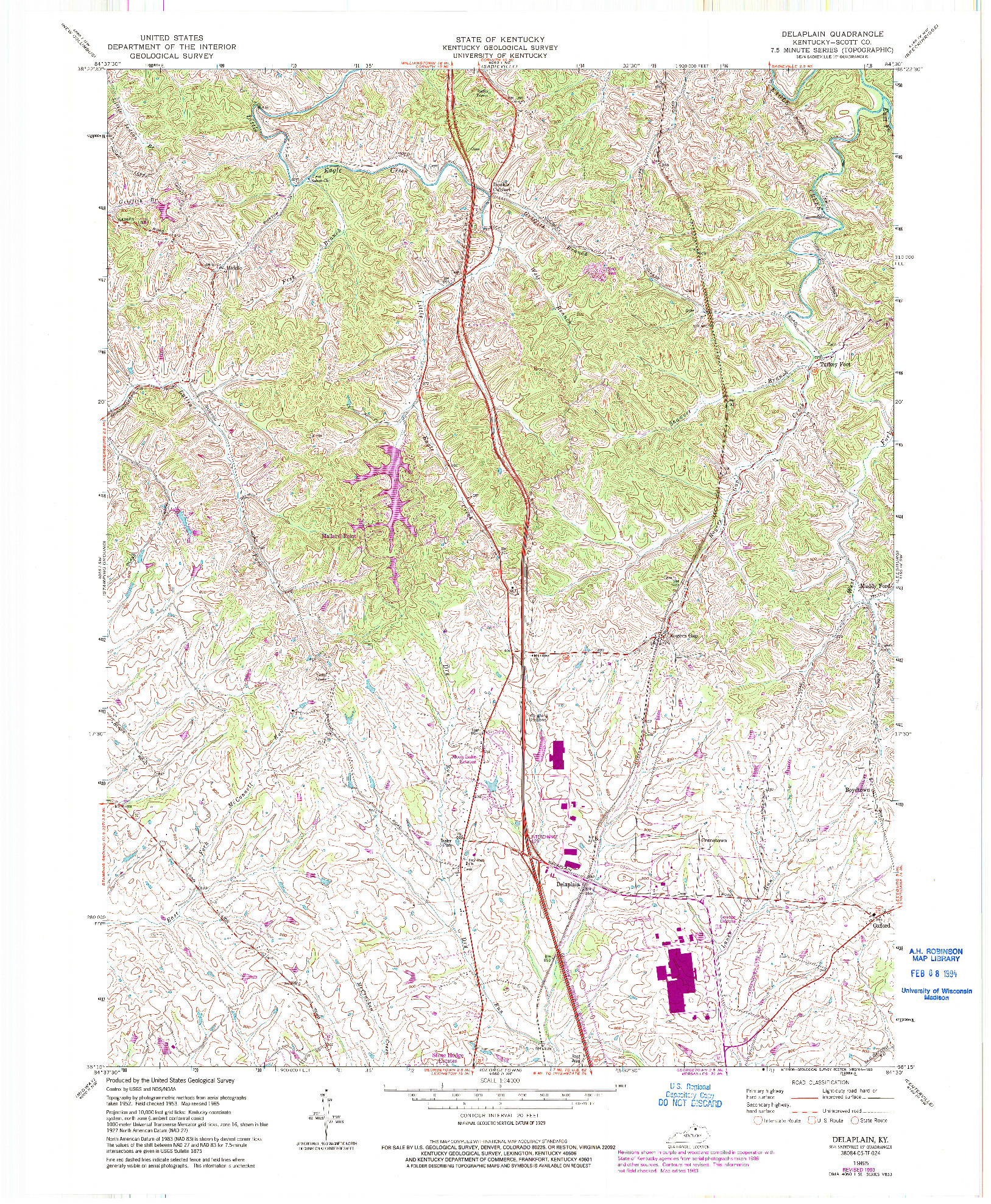 USGS 1:24000-SCALE QUADRANGLE FOR DELAPLAIN, KY 1965