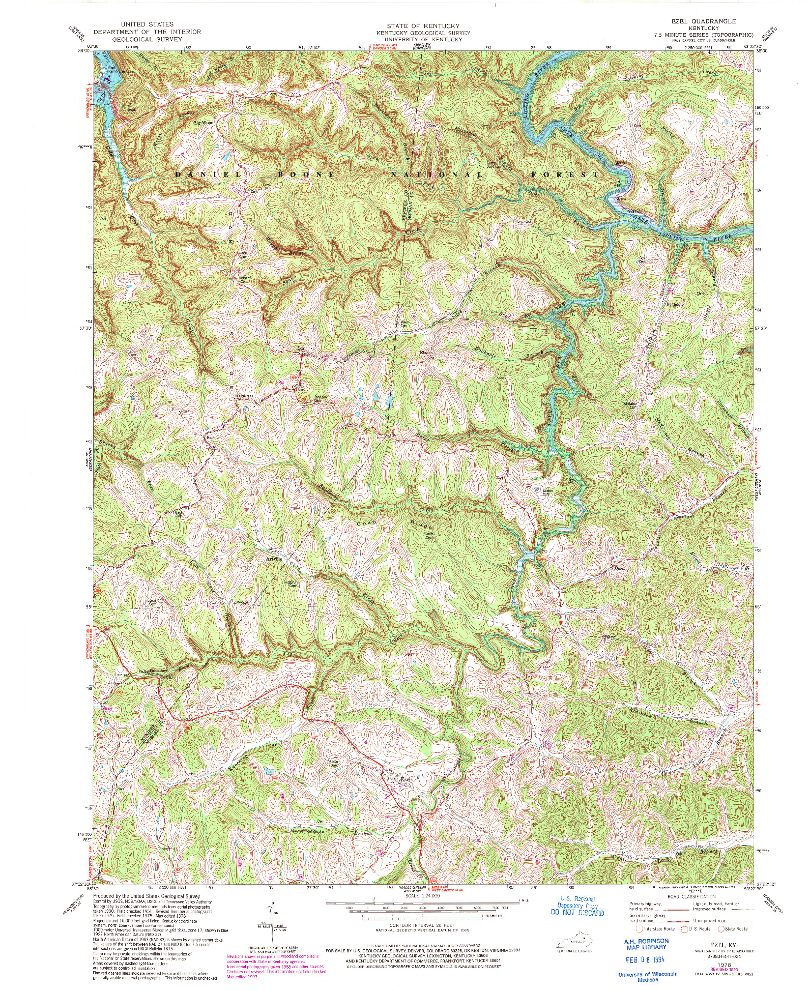 USGS 1:24000-SCALE QUADRANGLE FOR EZEL, KY 1978