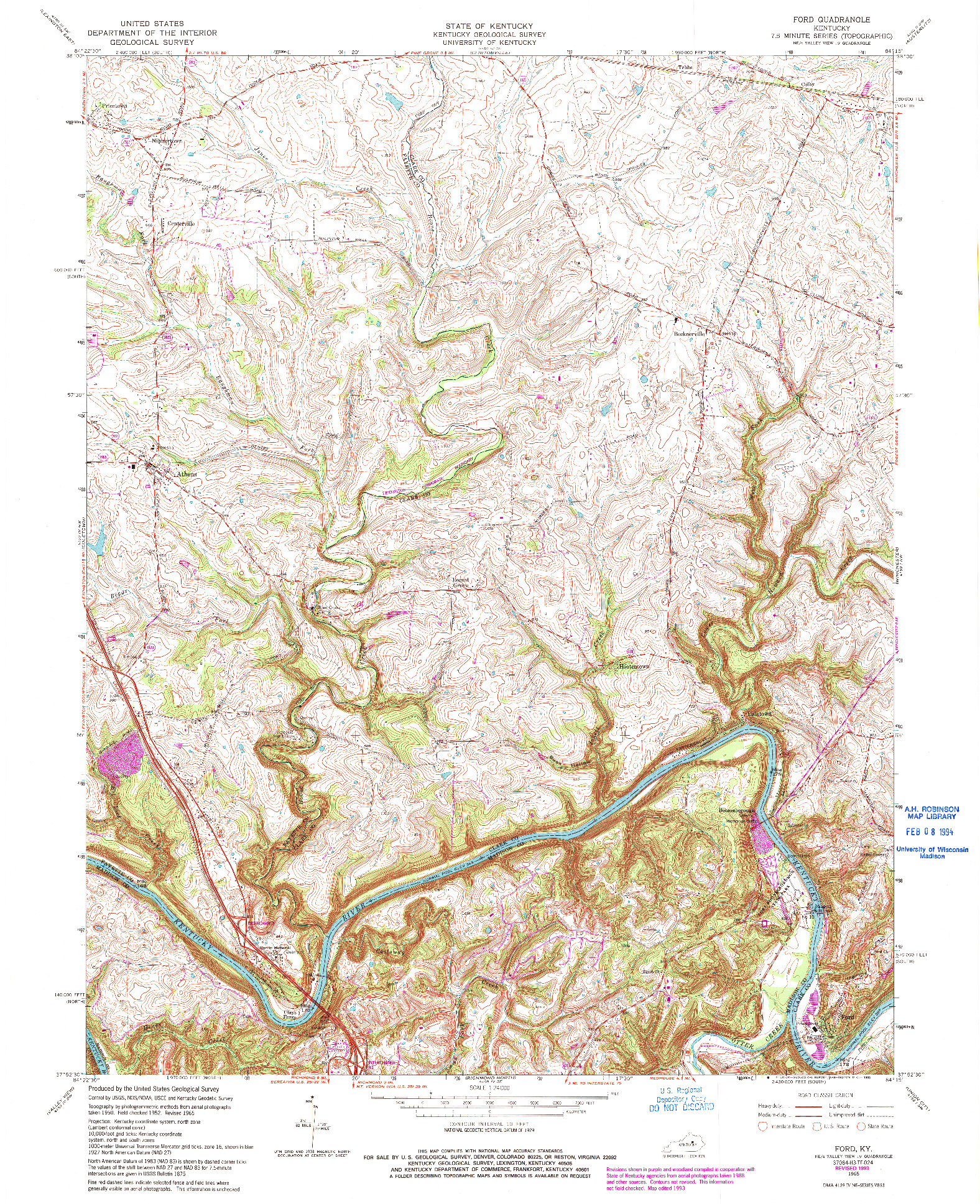 USGS 1:24000-SCALE QUADRANGLE FOR FORD, KY 1965