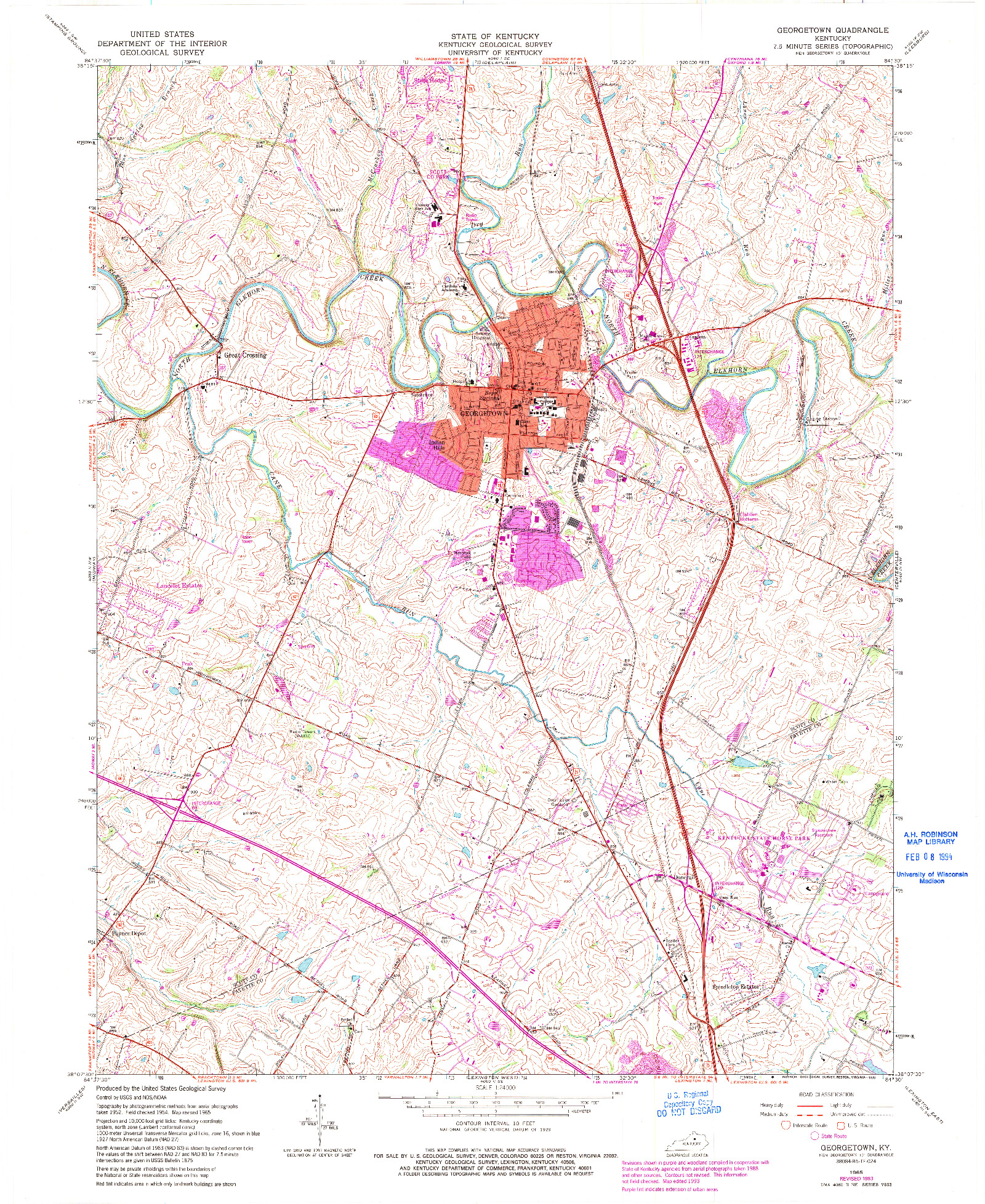 USGS 1:24000-SCALE QUADRANGLE FOR GEORGETOWN, KY 1965