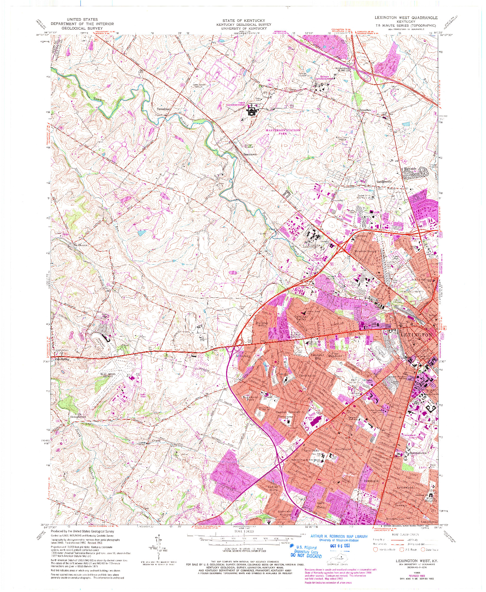 USGS 1:24000-SCALE QUADRANGLE FOR LEXINGTON WEST, KY 1965