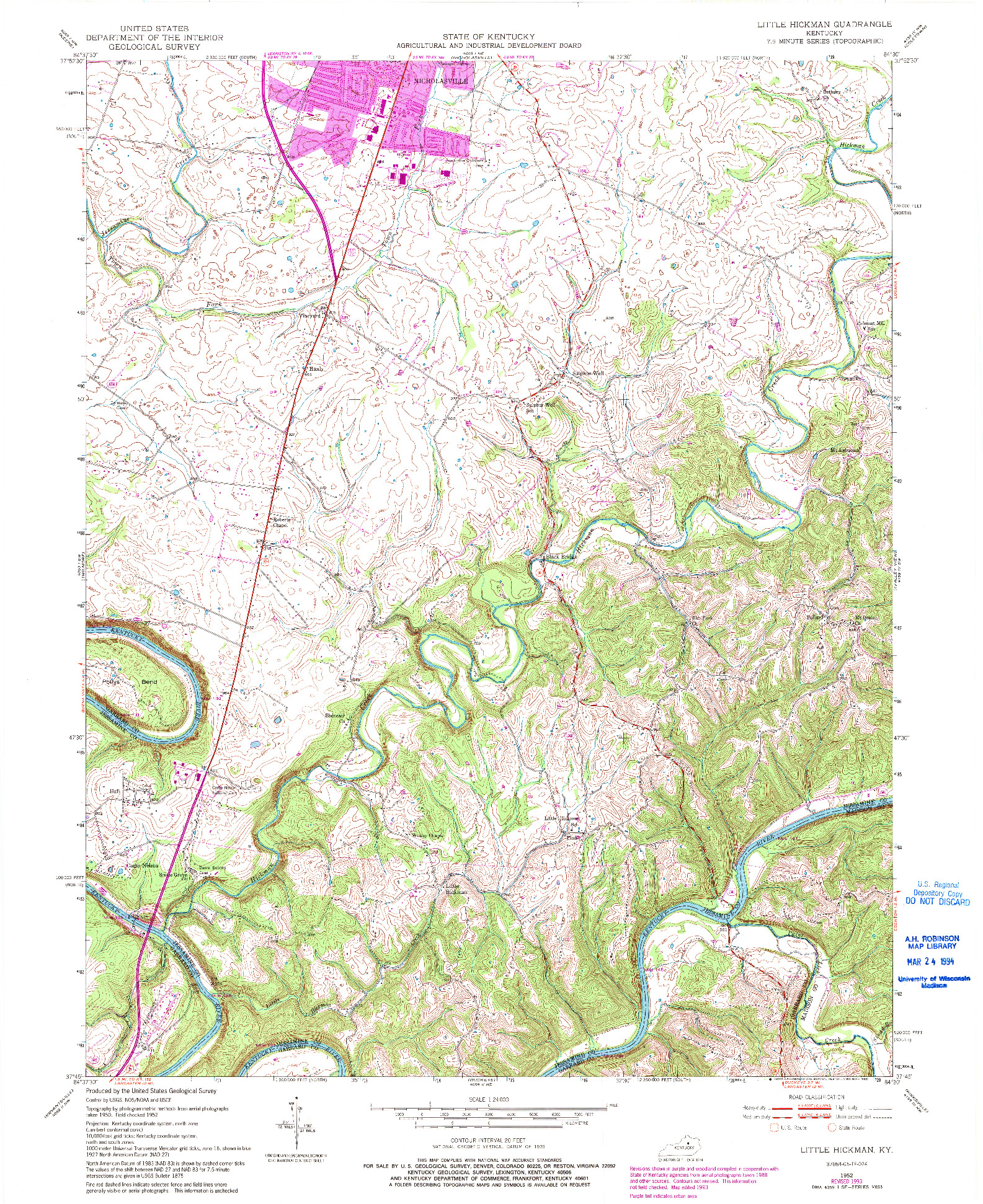 USGS 1:24000-SCALE QUADRANGLE FOR LITTLE HICKMAN, KY 1952