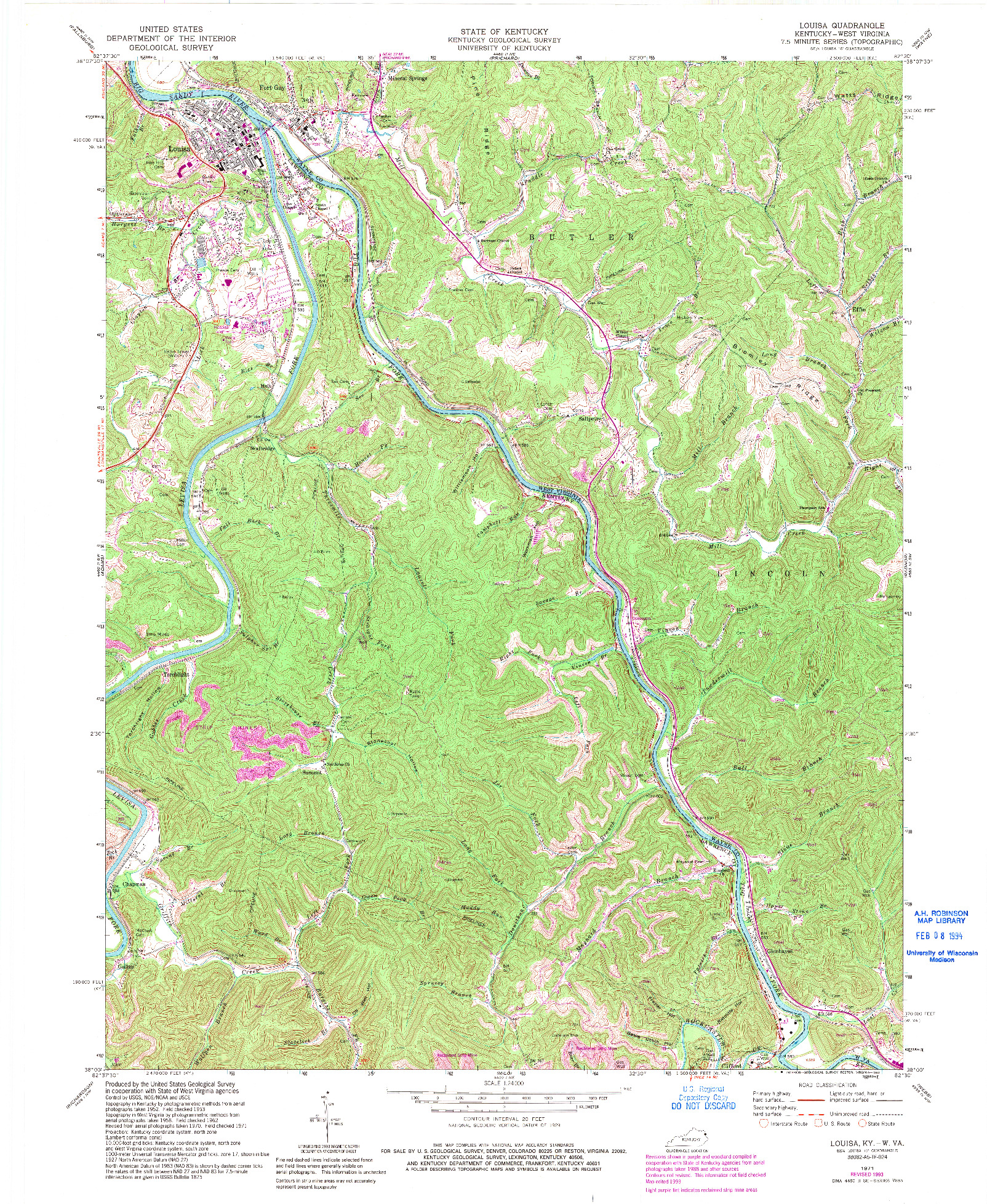 USGS 1:24000-SCALE QUADRANGLE FOR LOUISA, KY 1971