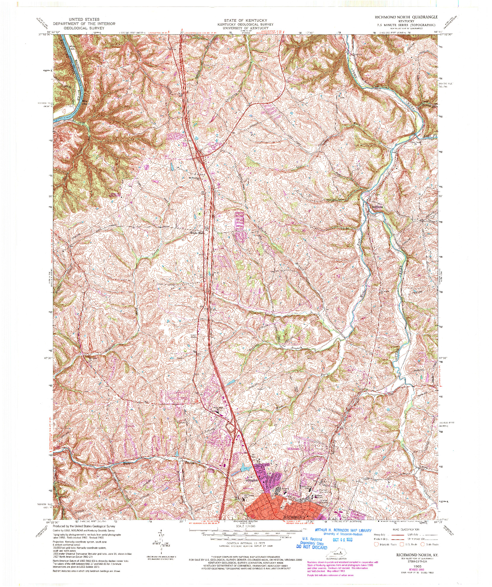 USGS 1:24000-SCALE QUADRANGLE FOR RICHMOND NORTH, KY 1965