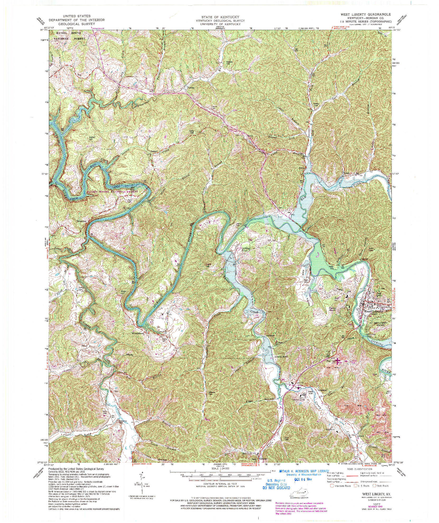 USGS 1:24000-SCALE QUADRANGLE FOR WEST LIBERTY, KY 1977
