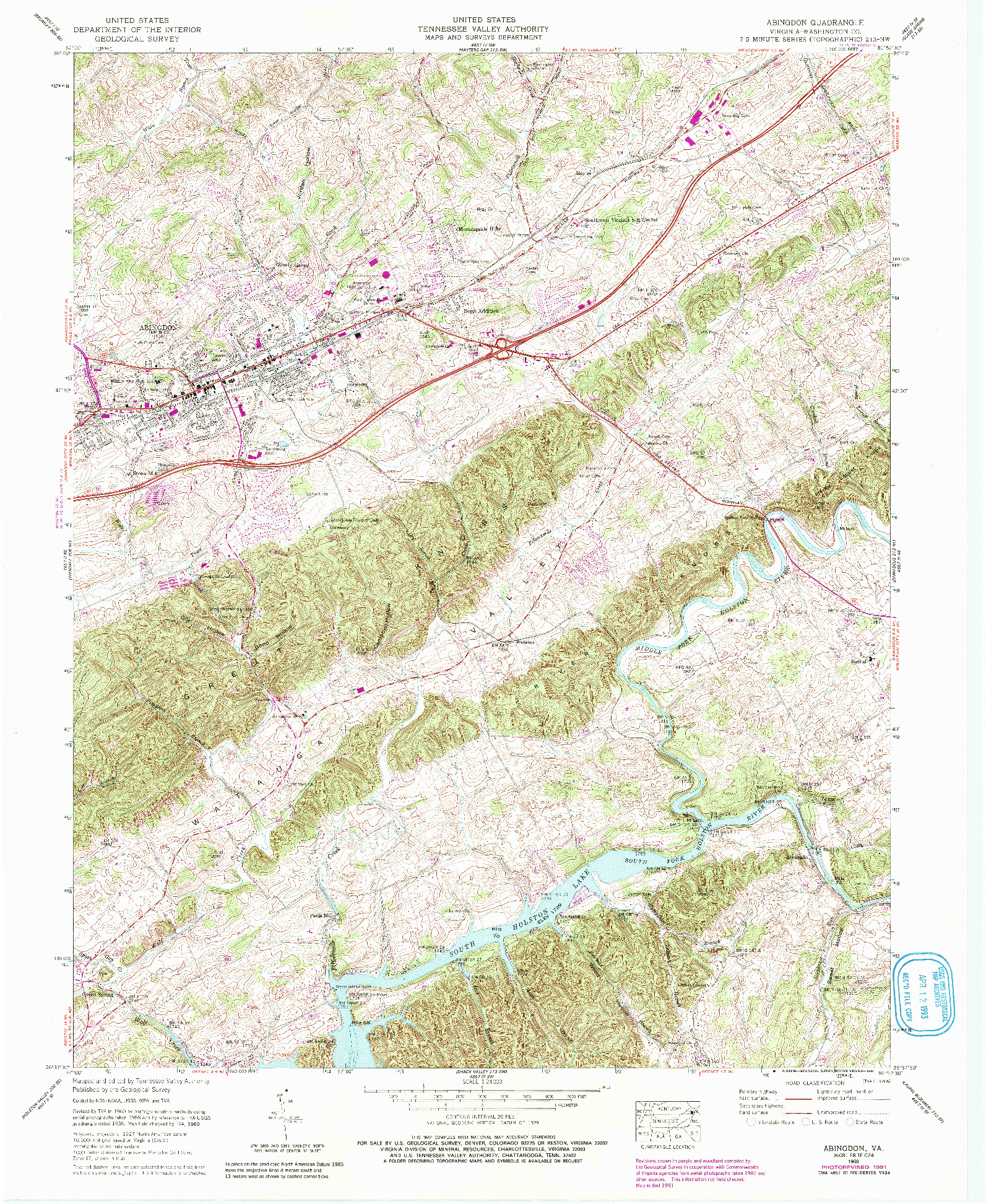 USGS 1:24000-SCALE QUADRANGLE FOR ABINGDON, VA 1960