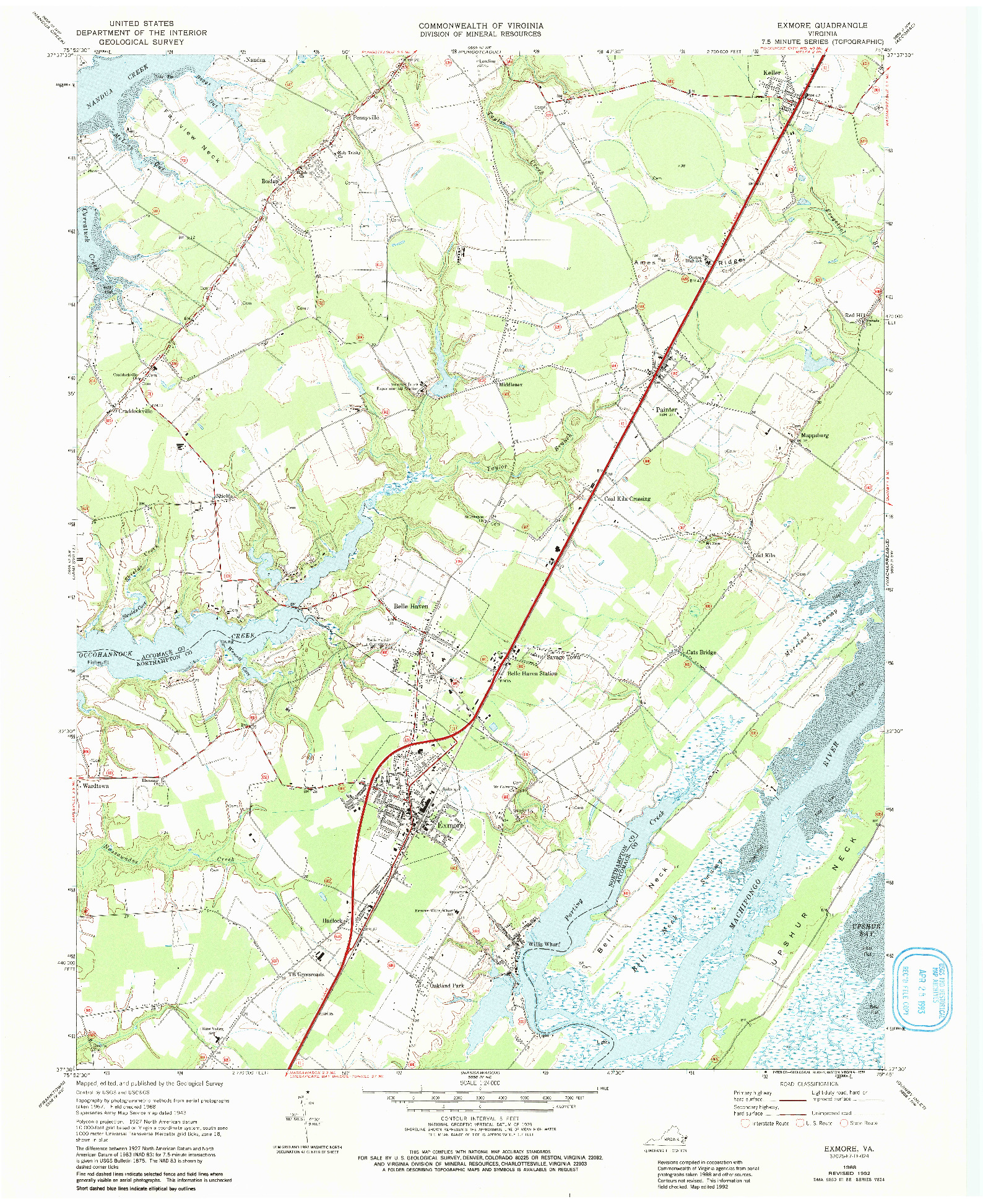 USGS 1:24000-SCALE QUADRANGLE FOR EXMORE, VA 1968