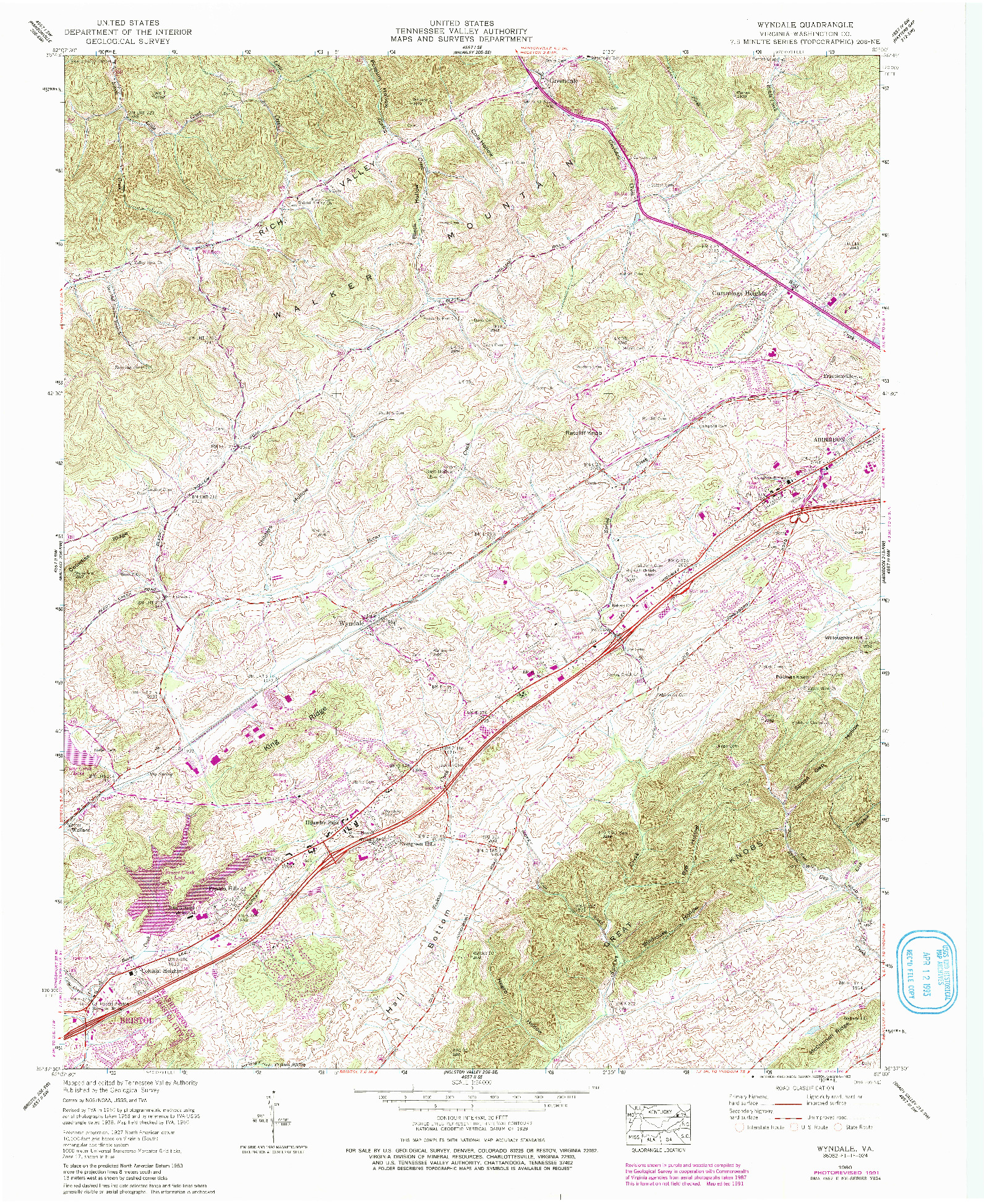 USGS 1:24000-SCALE QUADRANGLE FOR WYNDALE, VA 1960