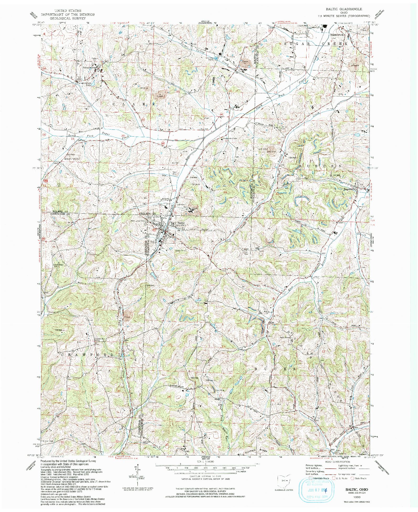 USGS 1:24000-SCALE QUADRANGLE FOR BALTIC, OH 1993