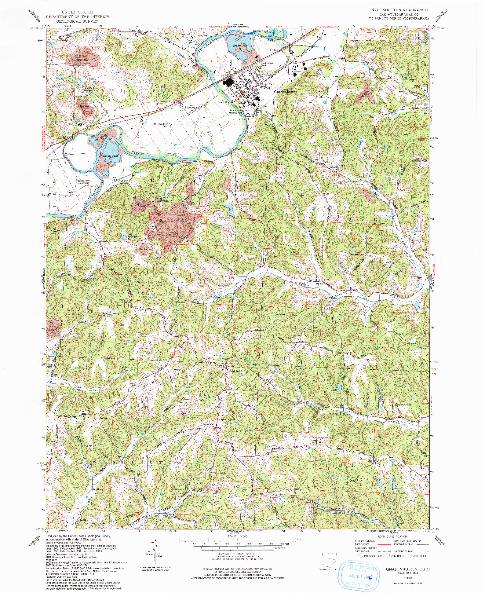 USGS 1:24000-SCALE QUADRANGLE FOR GNADENHUTTEN, OH 1993