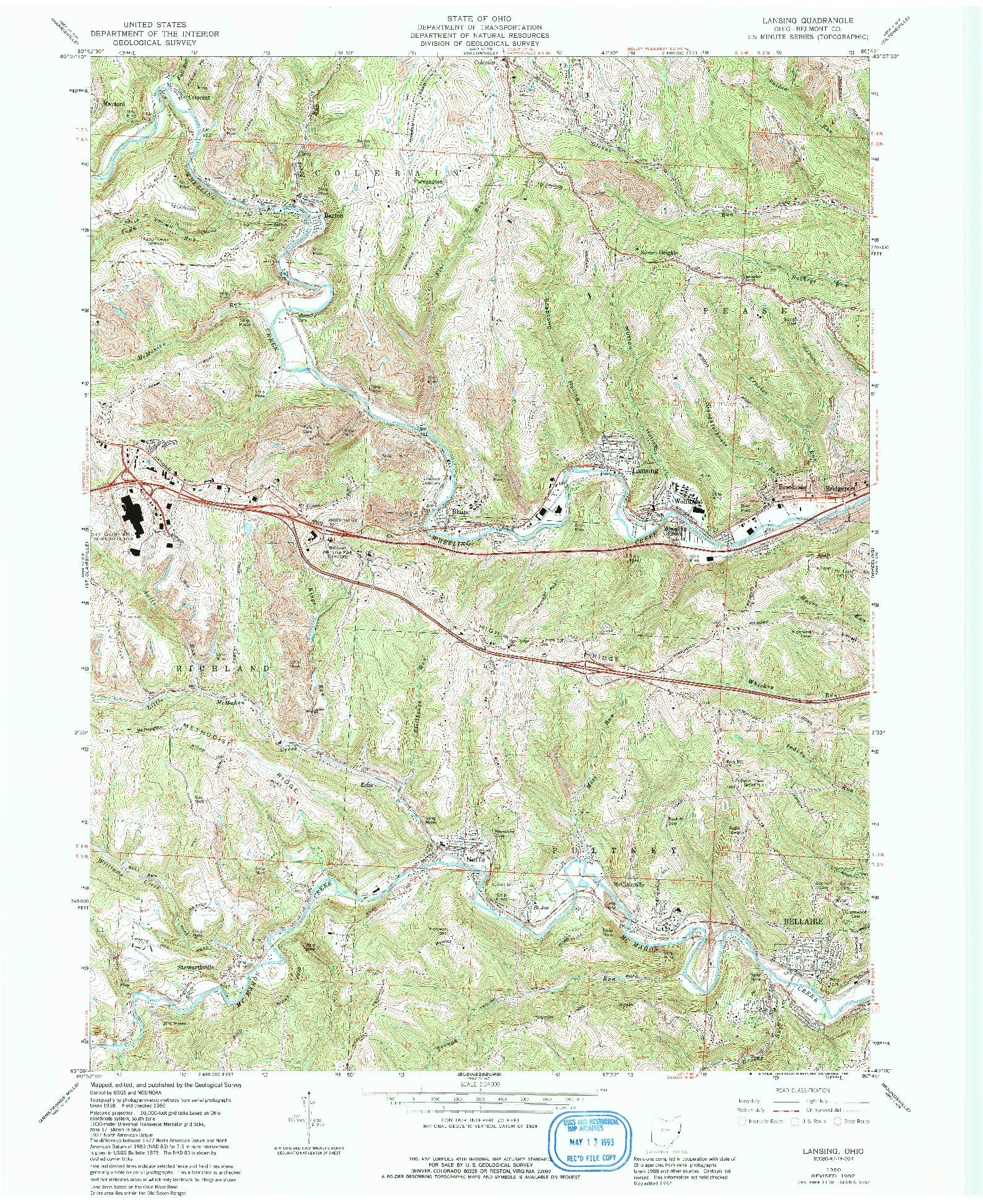 USGS 1:24000-SCALE QUADRANGLE FOR LANSING, OH 1960