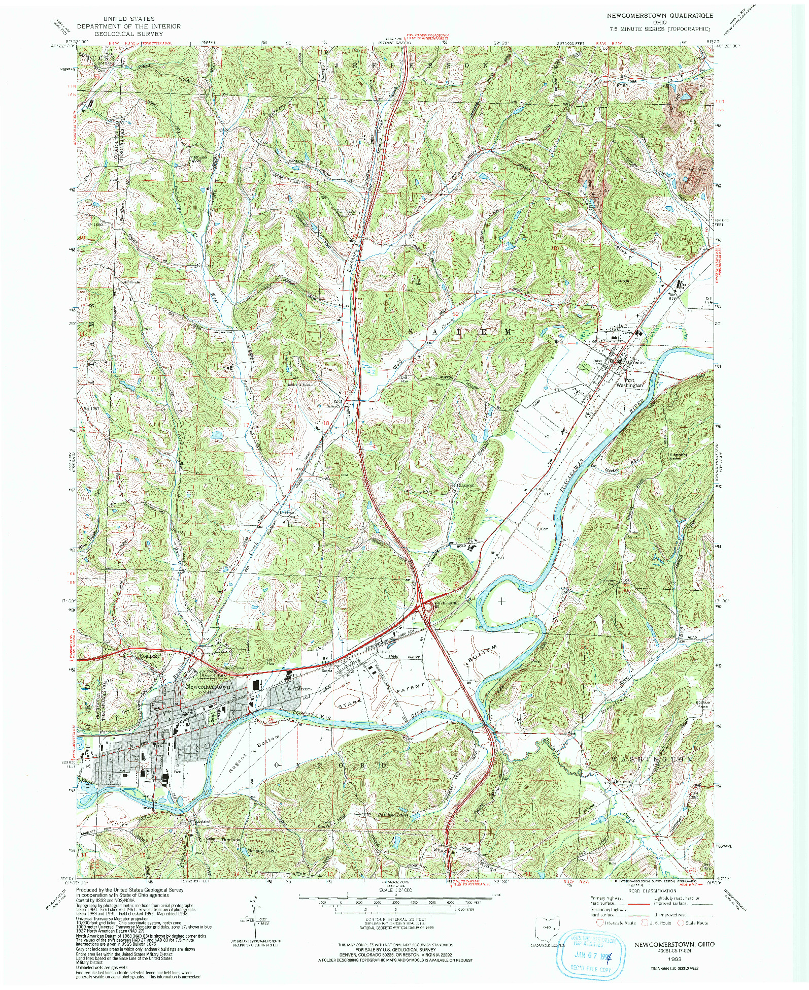 USGS 1:24000-SCALE QUADRANGLE FOR NEWCOMERSTOWN, OH 1993